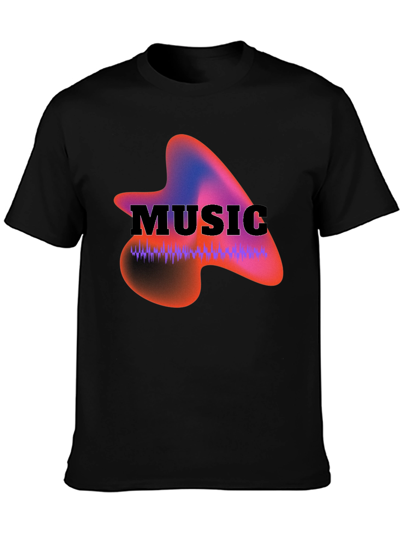 Black Music Waveform Graphic Black T-Shirt view 3