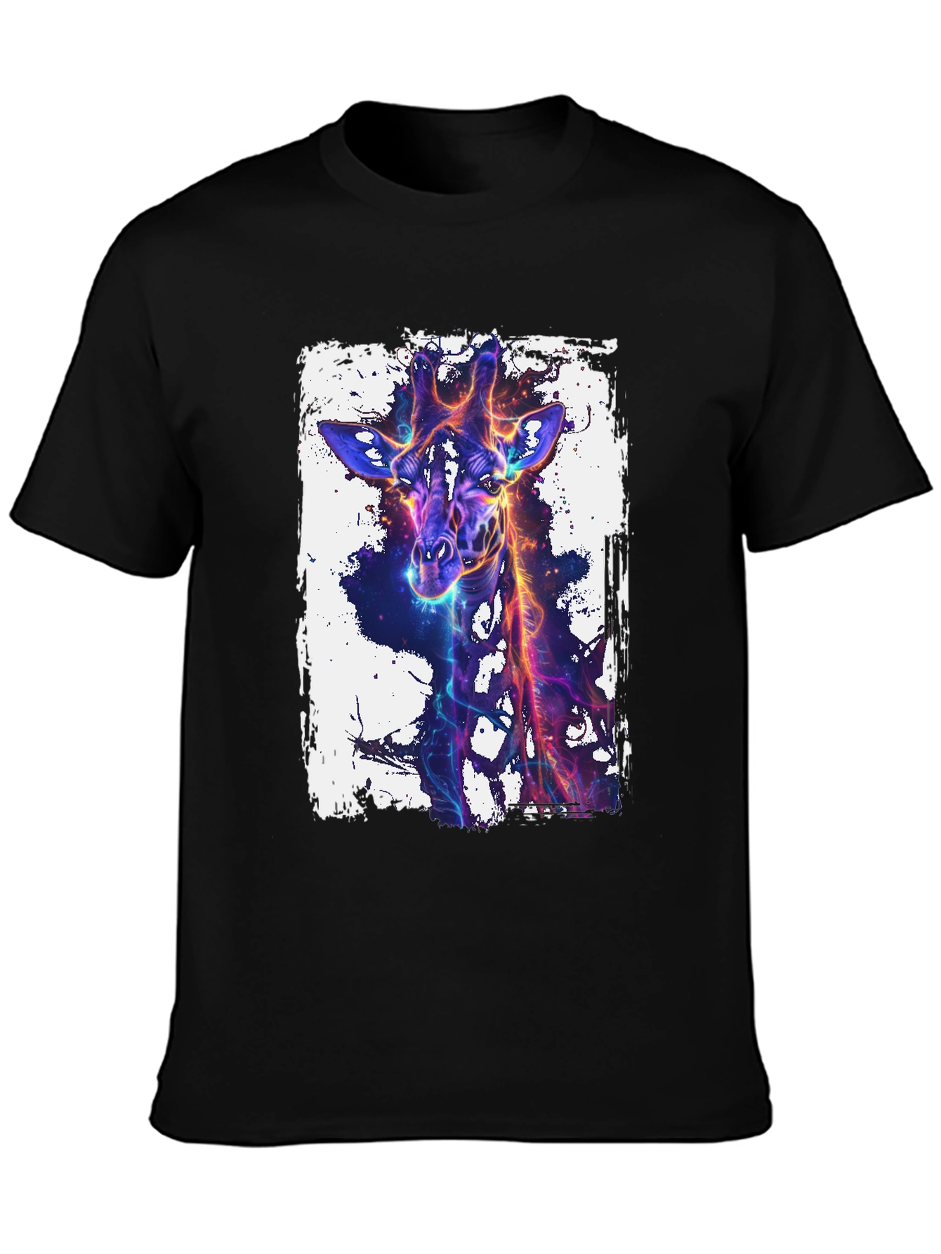 Black Neon Giraffe Graphic Tee - Black view 3