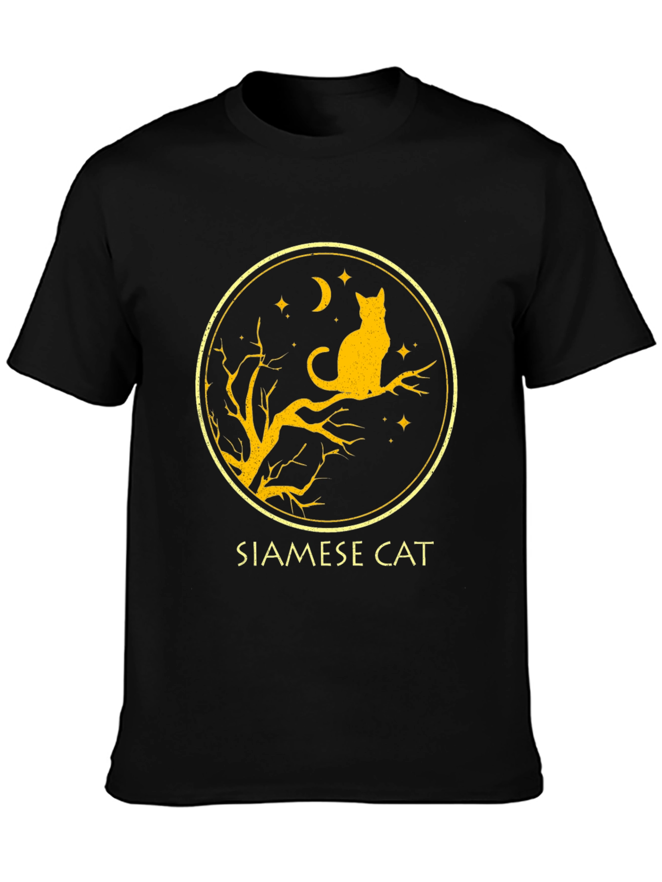 Black Siamese Cat T-Shirt - Black view 3