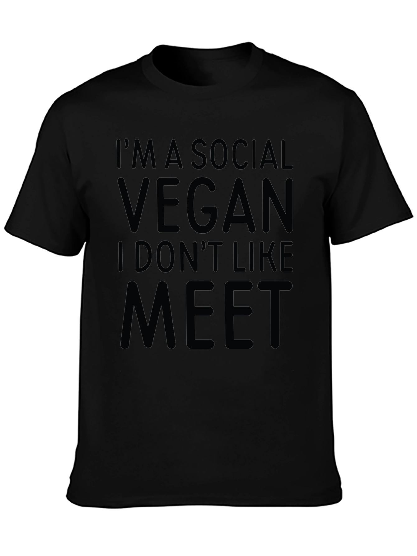 Black Social Vegan T-Shirt - Funny Veganism Tee view 3