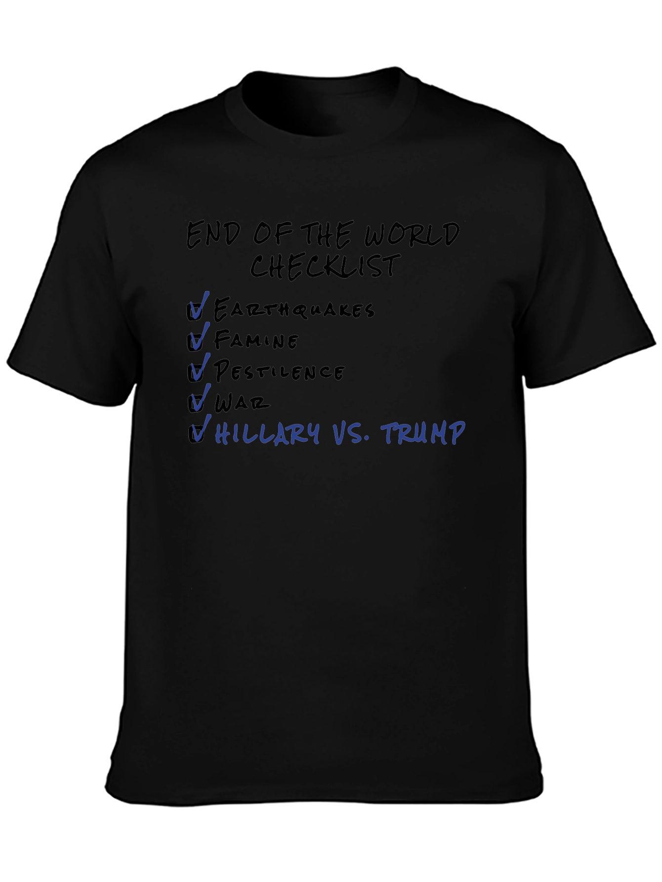 Black End of The World Checklist T-Shirt view 3
