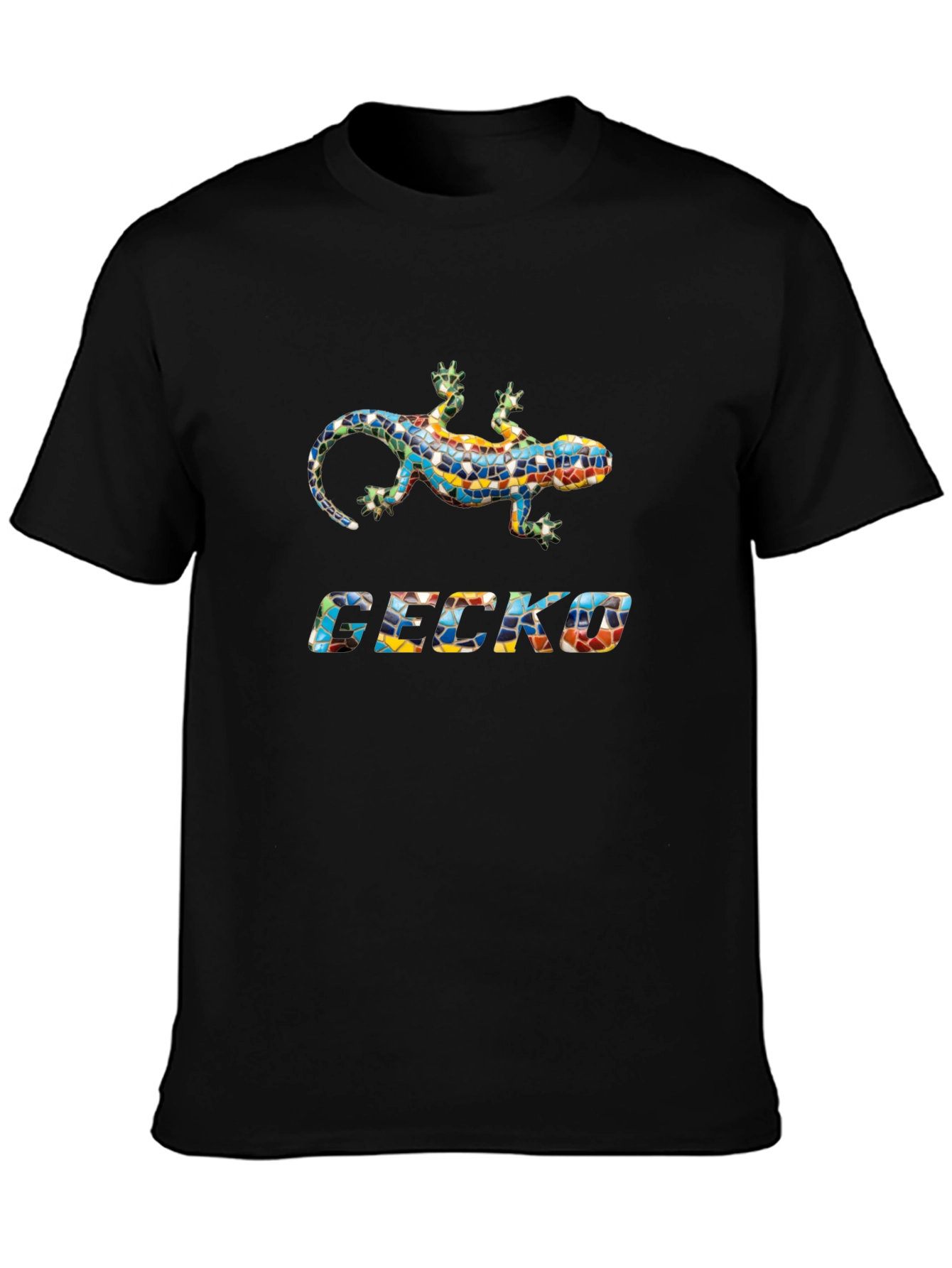 Black Gecko Mosaic Graphic Black T-Shirt view 3