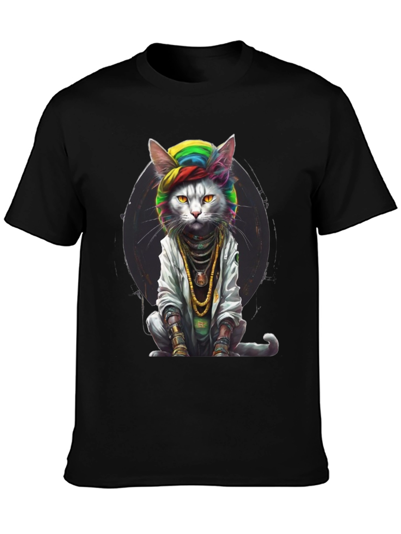 Black Cool Cat Graphic Tee view 3