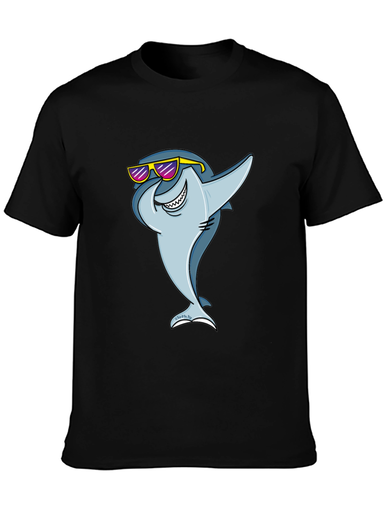 Black Cool Shark Graphic Tee - Black Cotton T-Shirt view 3