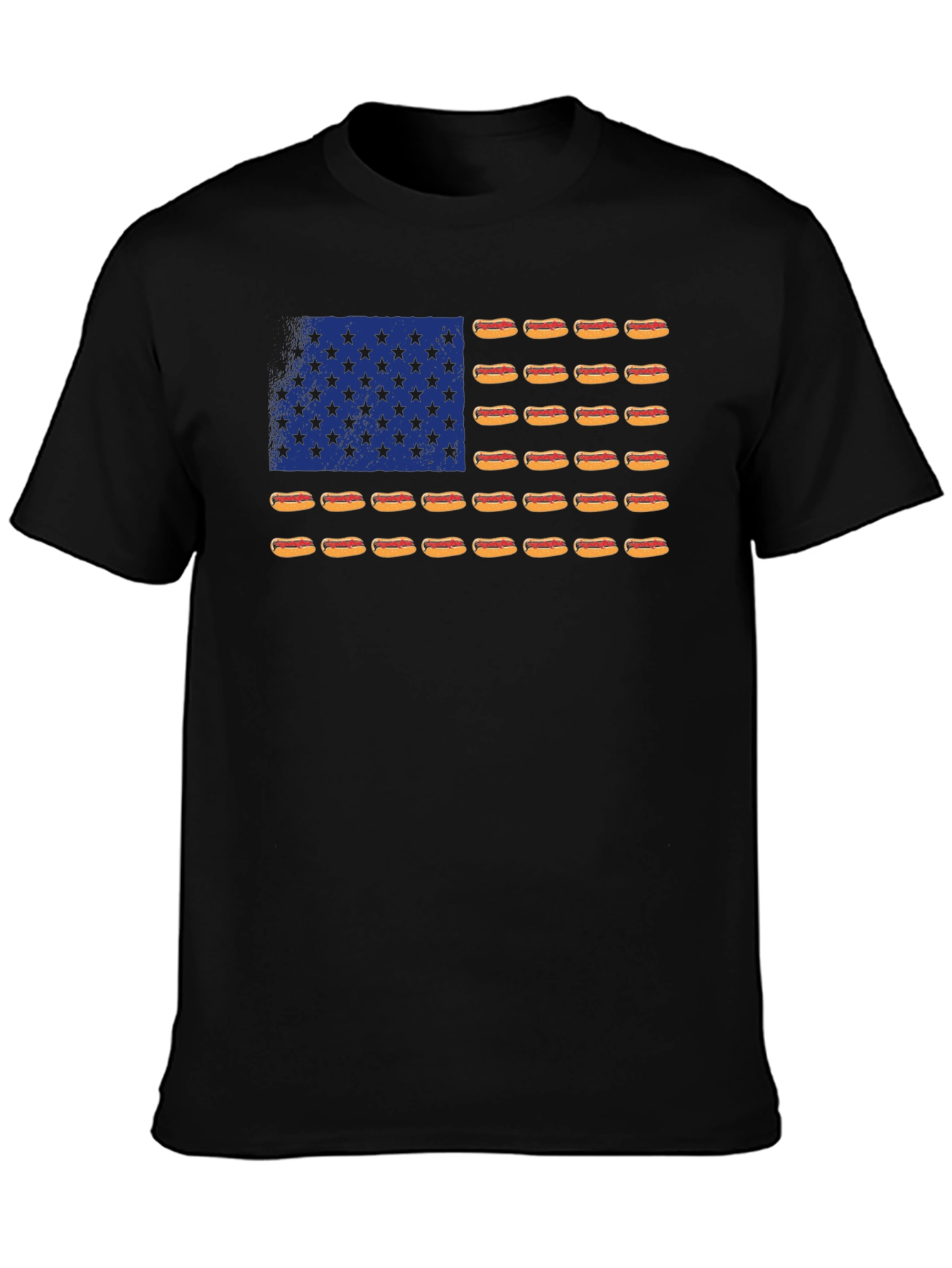 Black Hot Dog Flag T-Shirt - USA Patriotic Tee view 3