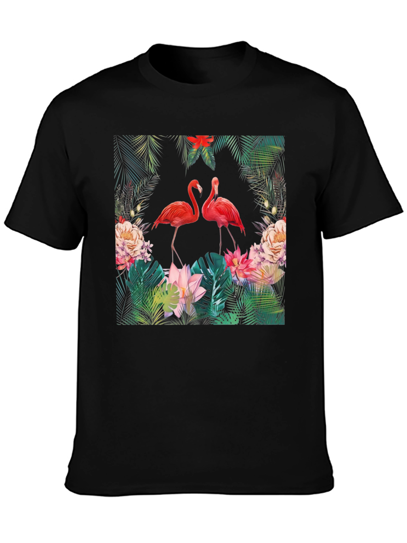 Black Tropical Flamingo Graphic Tee view 3