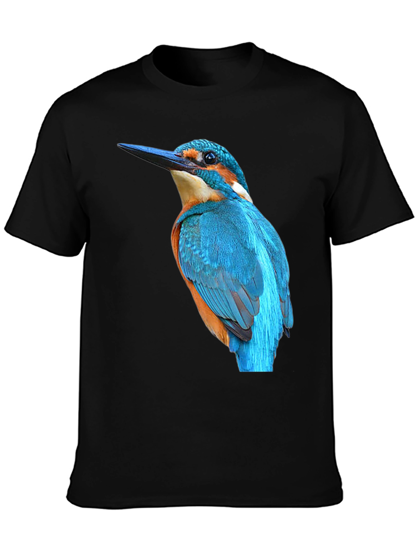 Black Kingfisher Bird Graphic Black T-Shirt view 3