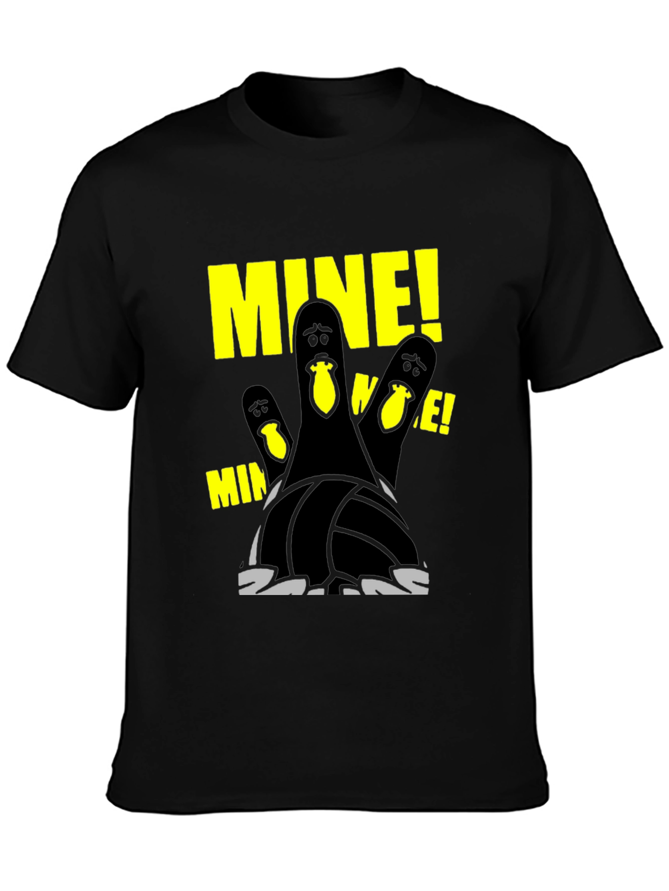 Black Funny Bowling Pins "MINE" T-Shirt view 3