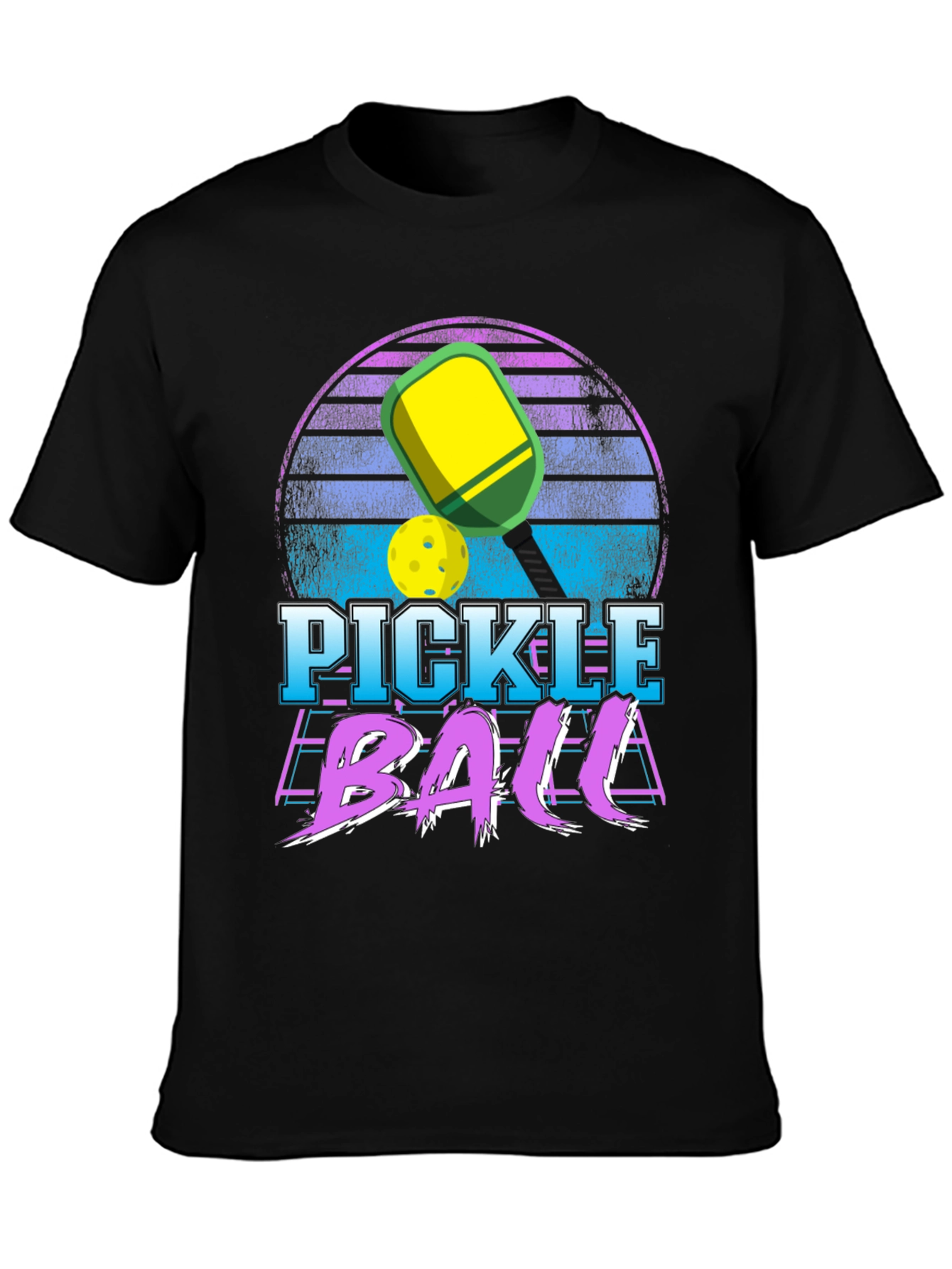 Black Retro Pickleball Graphic T-Shirt view 3