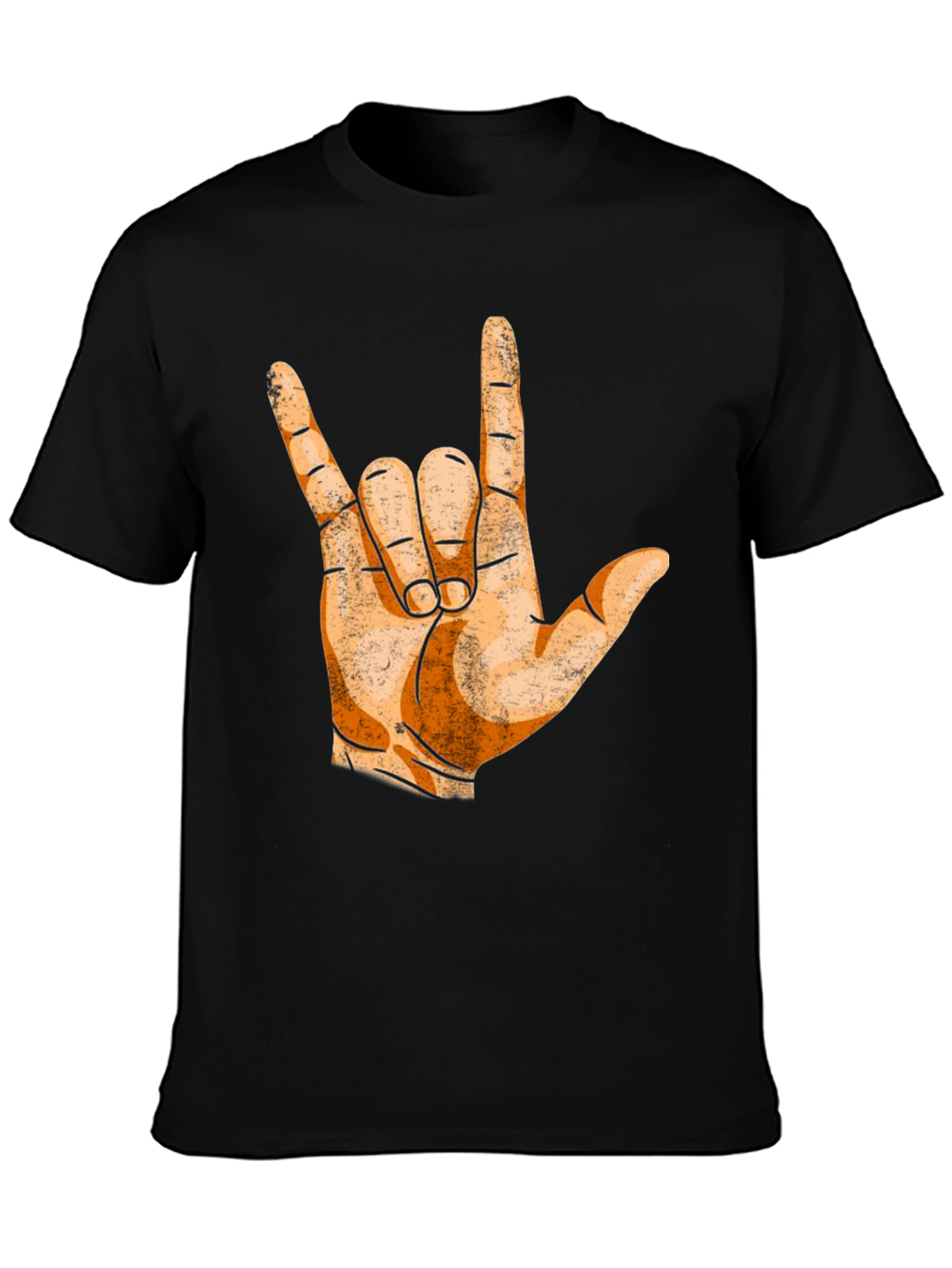 Black I Love You Hand Sign T-Shirt - Black view 3