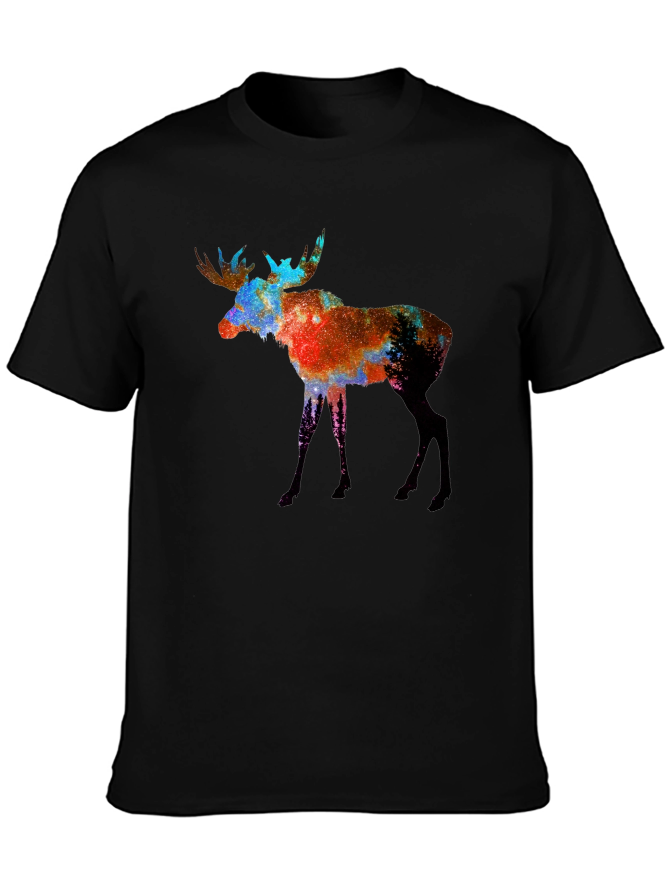 Black Moose Silhouette Graphic Tee - Men's Black T-Shirt view 3