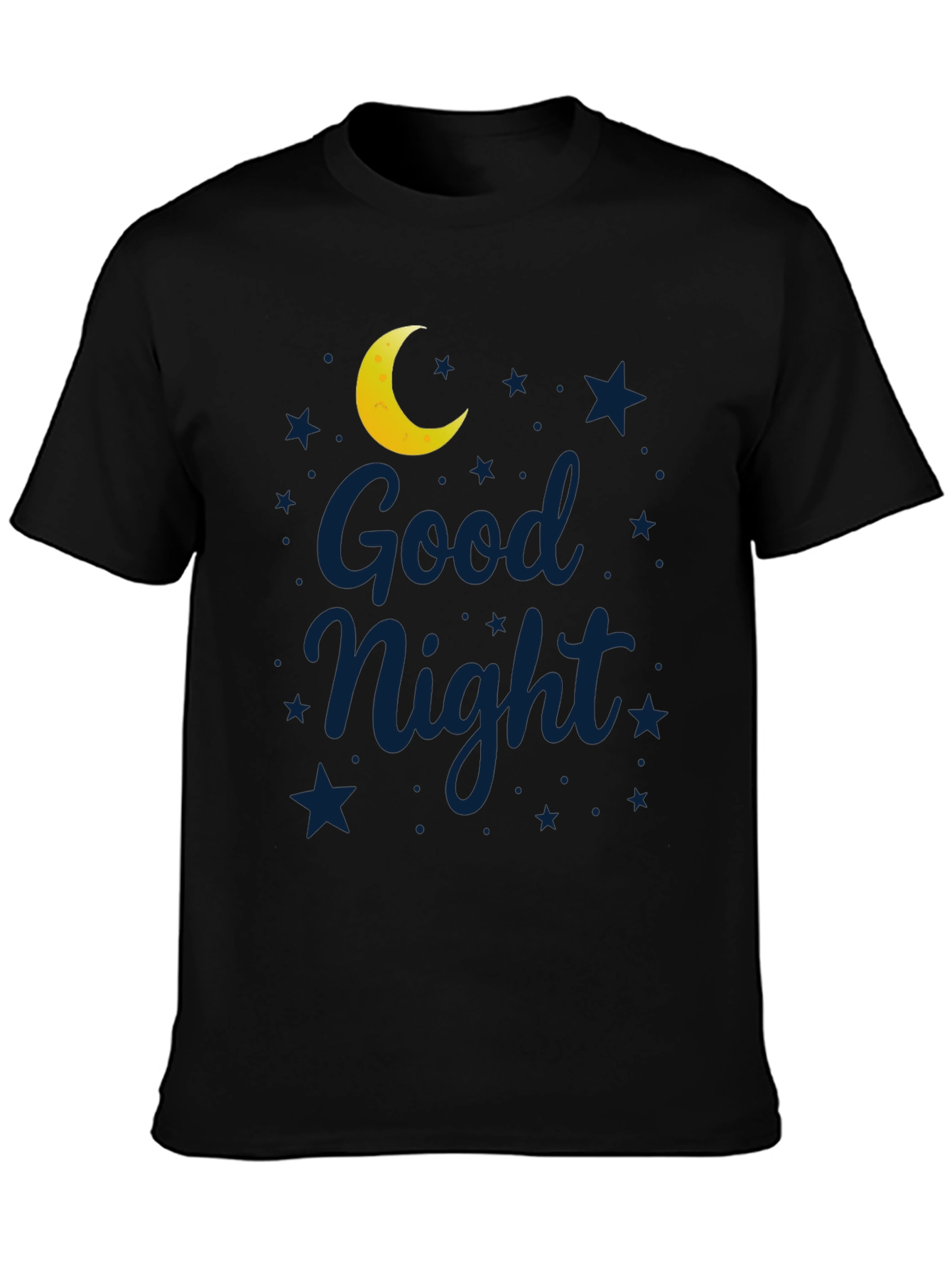 Black Good Night Moon & Stars Graphic Black T-Shirt view 3
