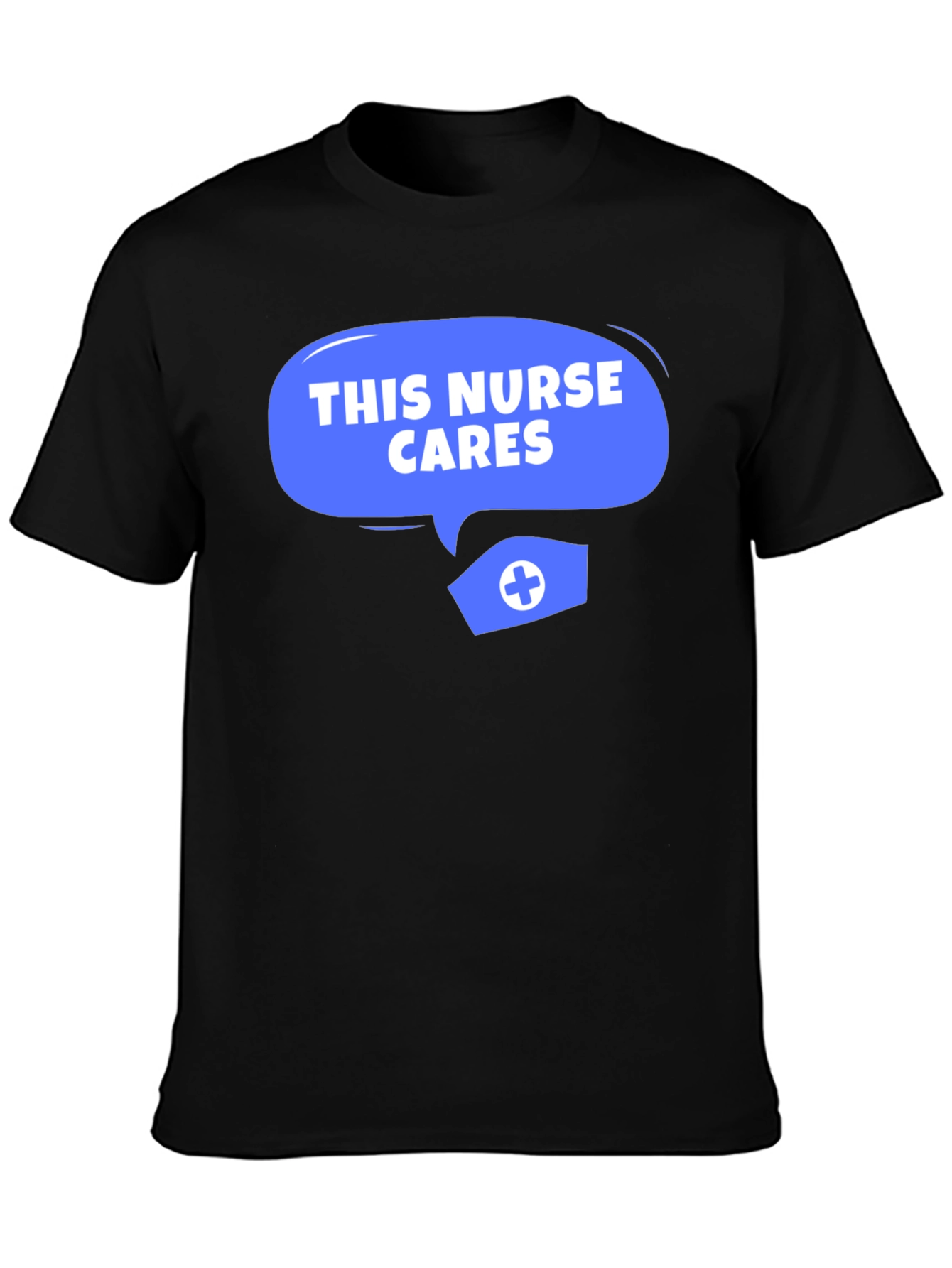 Black This Nurse Cares T-Shirt - Comfortable Black Tee view 3