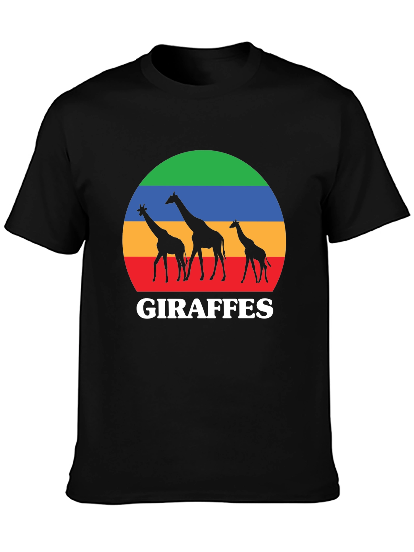 Black Giraffes Sunset Black T-Shirt view 3