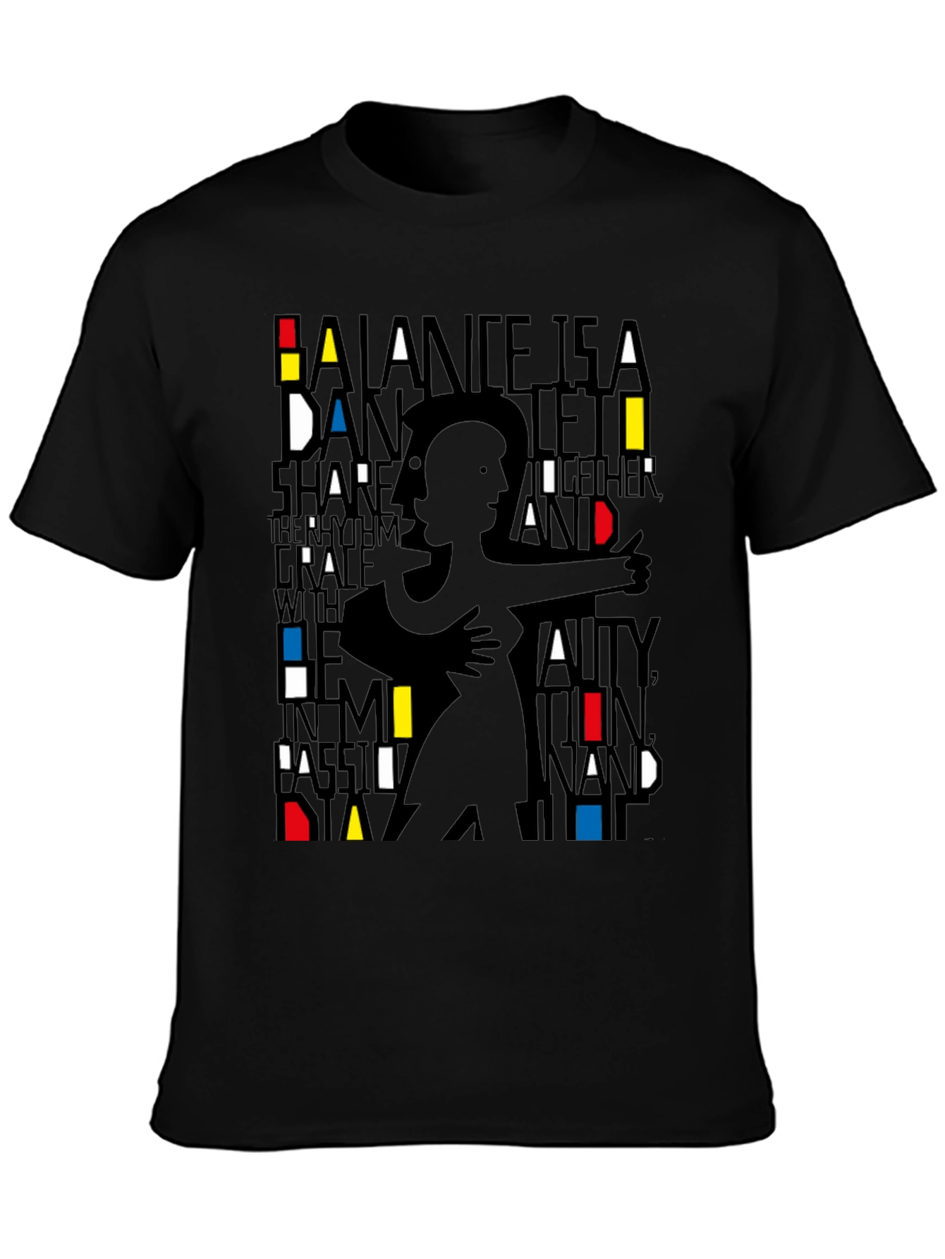 Black Modern Art Dance Silhouette Graphic Tee - Unisex view 3