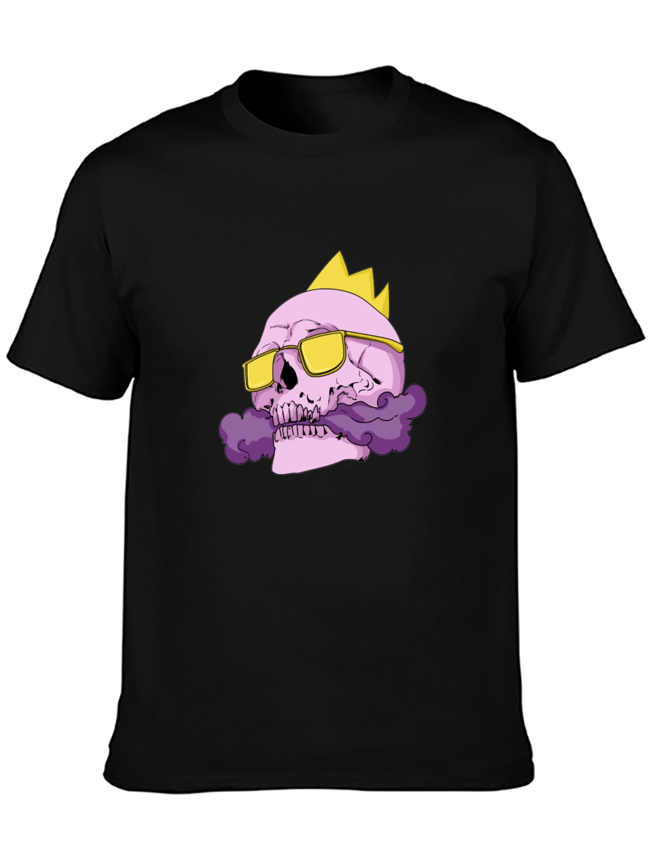 Black Skull King T-Shirt - Gold Crown & Sunglasses view 3
