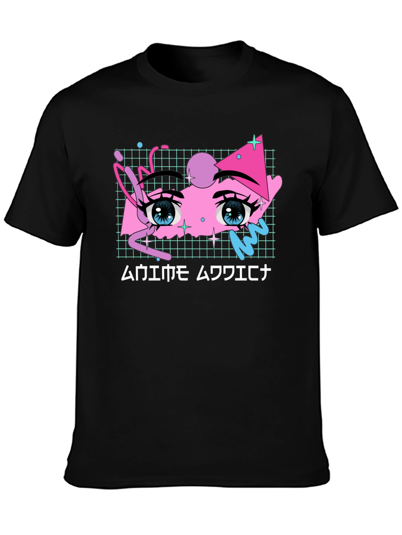 Black Anime Eyes Graphic Tee - Vaporwave Aesthetic Shirt view 3