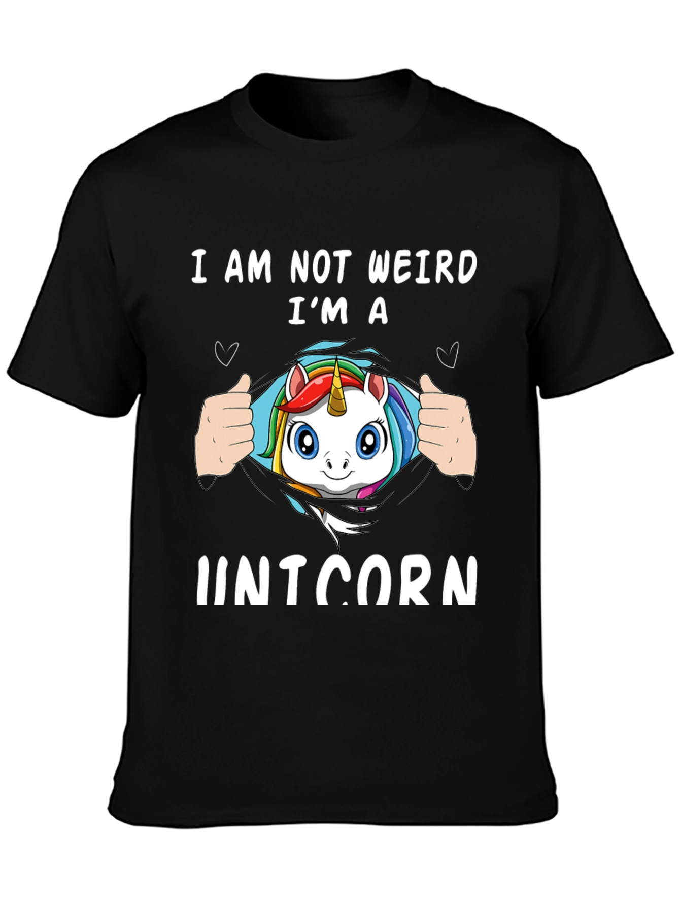Black I'm a Unicorn Black T-Shirt view 3