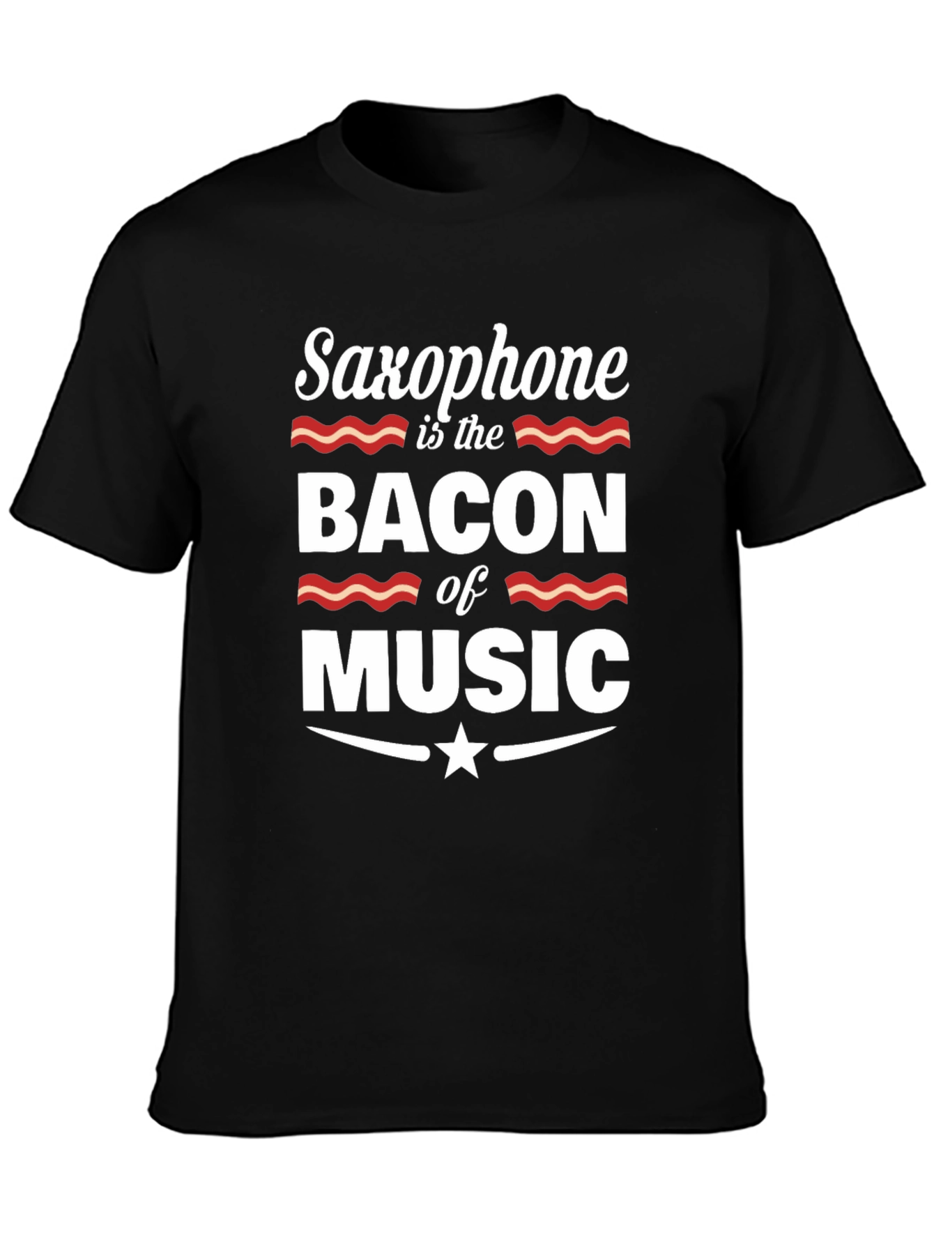Black Saxophone is the Bacon of Music Graphic T-Shirt view 3