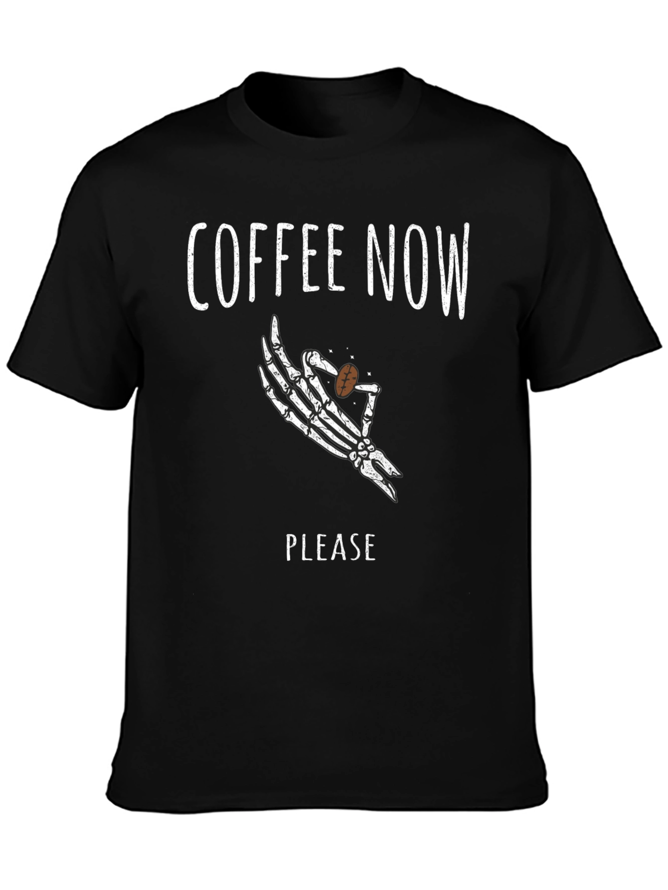 Black Coffee Now Please Skeleton Hand Graphic Tee view 3