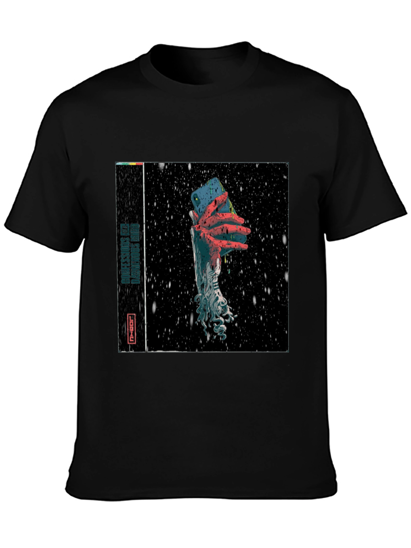 Black Surreal Phone Graphic T-Shirt view 3