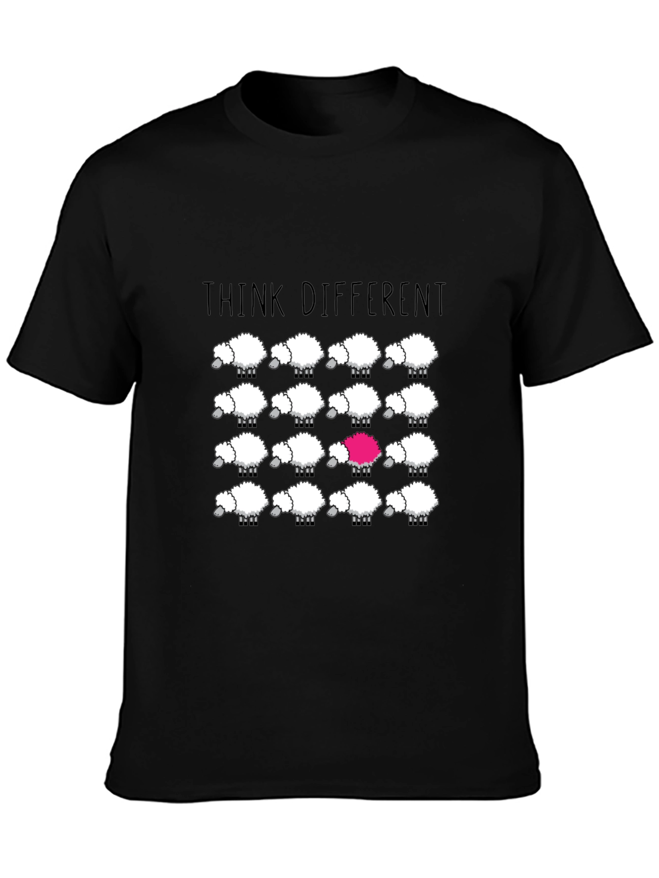 Black Think Different Sheep T-Shirt view 3