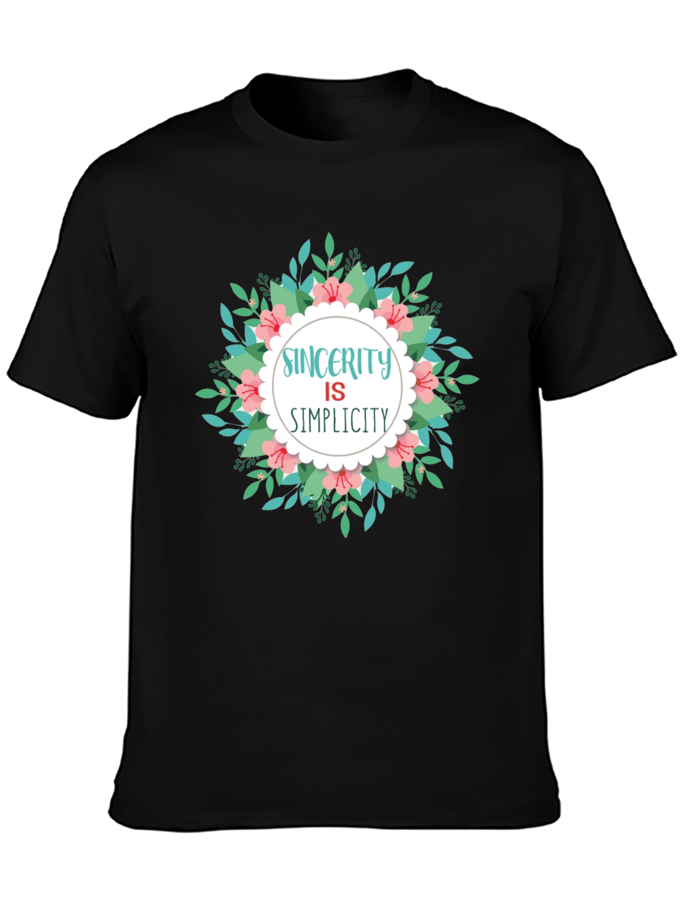 Black Sincerity Simplicity Floral T-Shirt view 3
