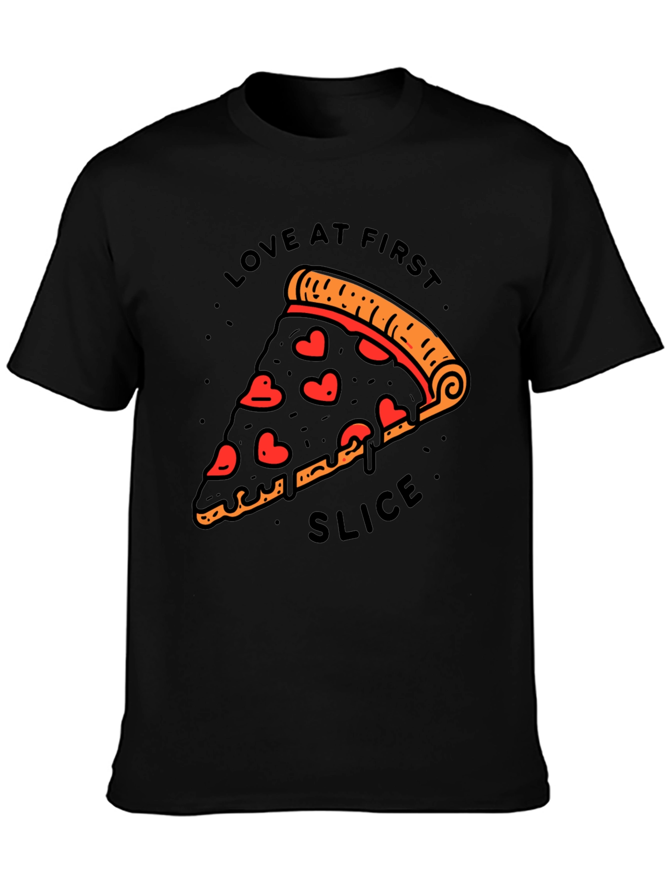 Black Love At First Slice Pizza T-Shirt - Black view 3
