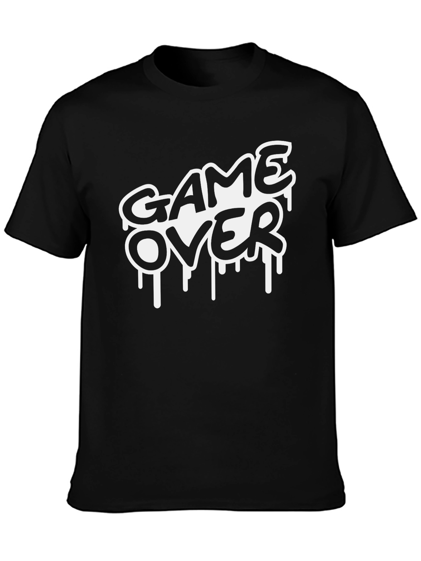 Black Game Over Graphic T-Shirt - Black Cotton Tee view 3