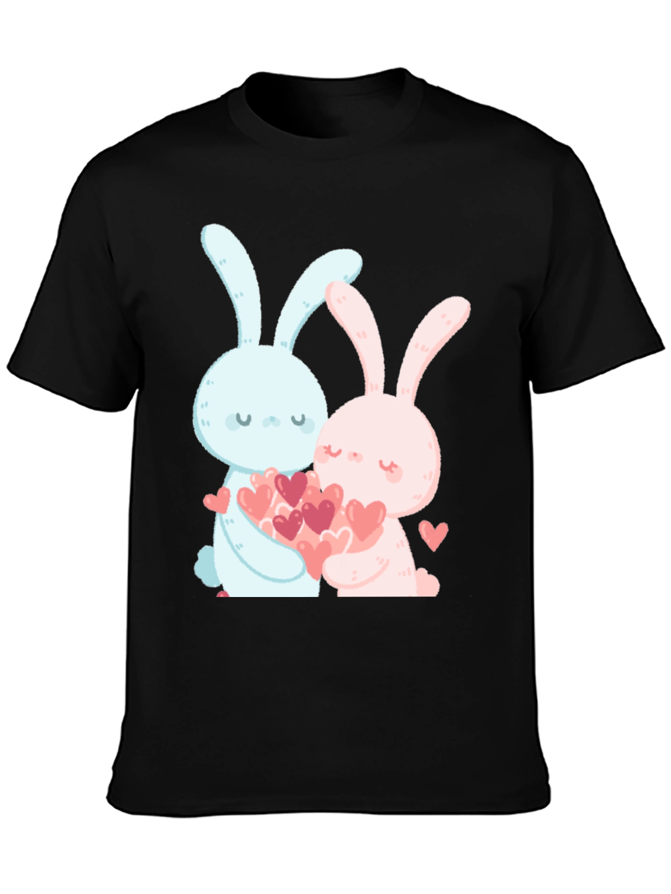 Black Valentine's Day Bunny Heart T-Shirt view 3