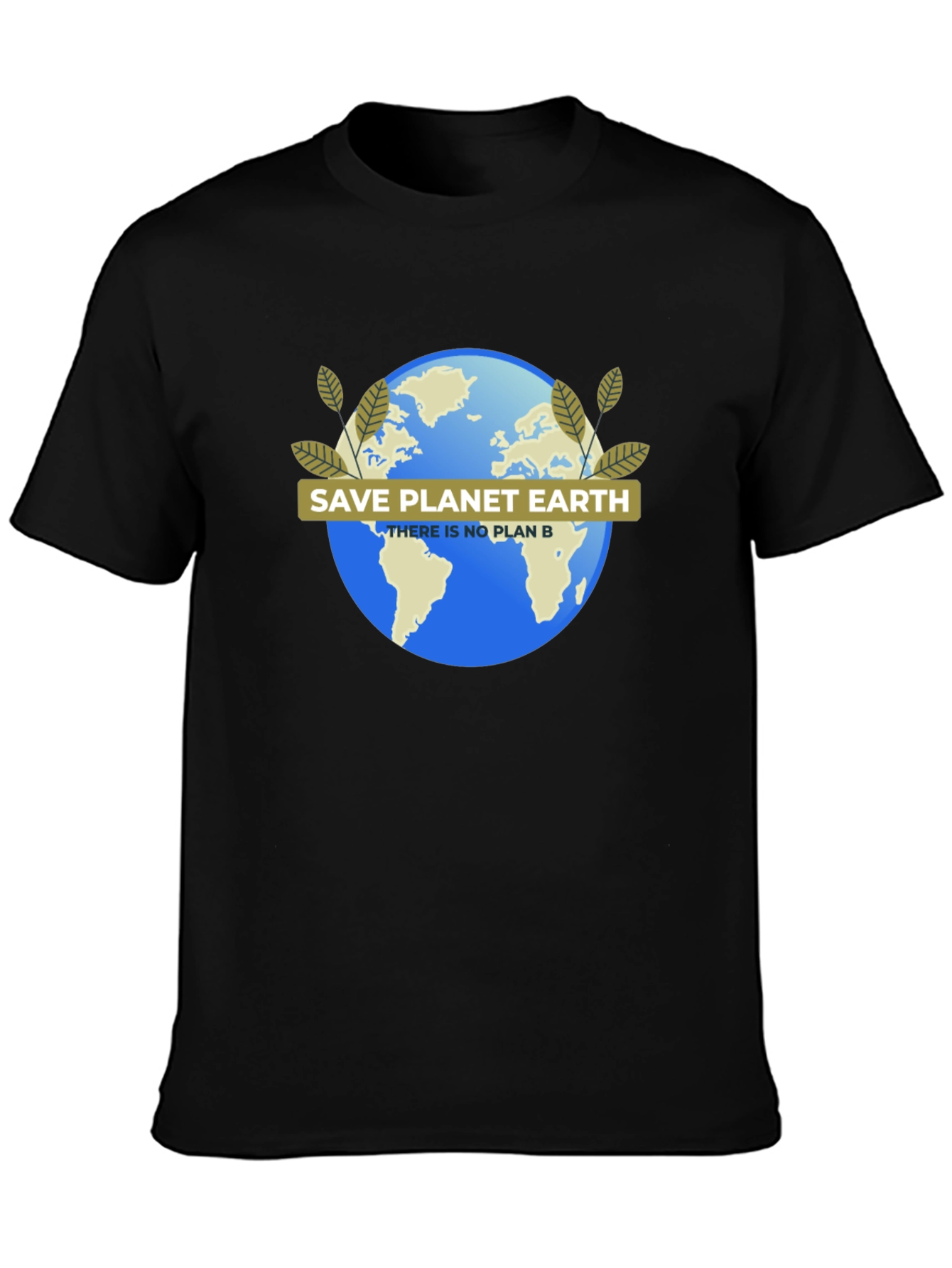 Black Save Planet Earth T-Shirt - Eco-Friendly Design view 3