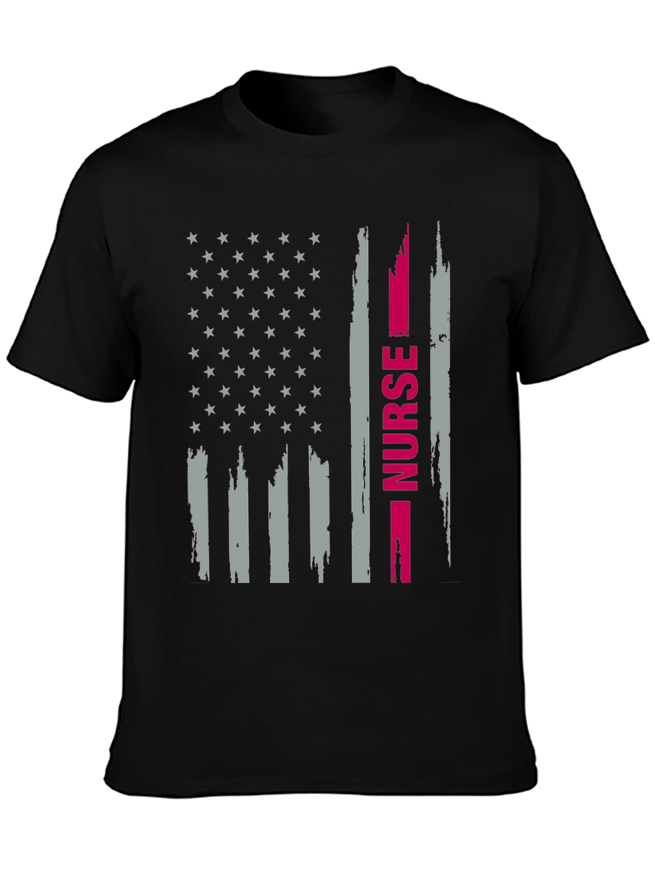 Black Nurse American Flag Graphic T-Shirt view 3