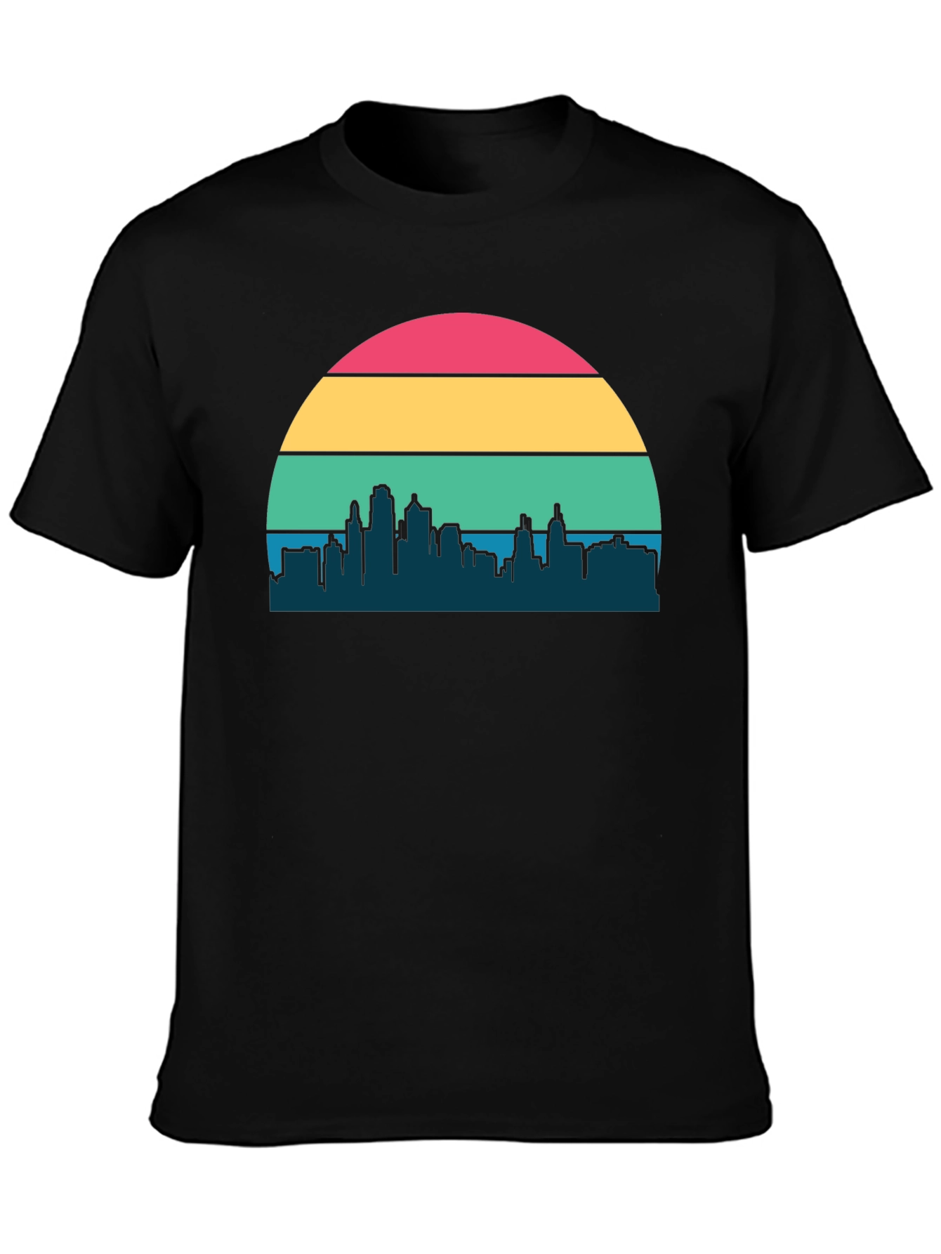 Black Retro Sunset Cityscape Graphic Tee view 3
