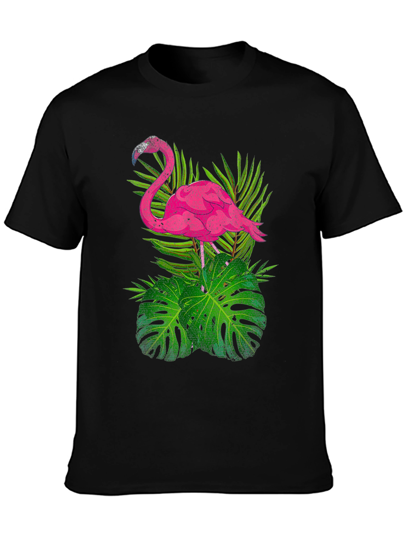 Black Tropical Flamingo Graphic T-Shirt view 3