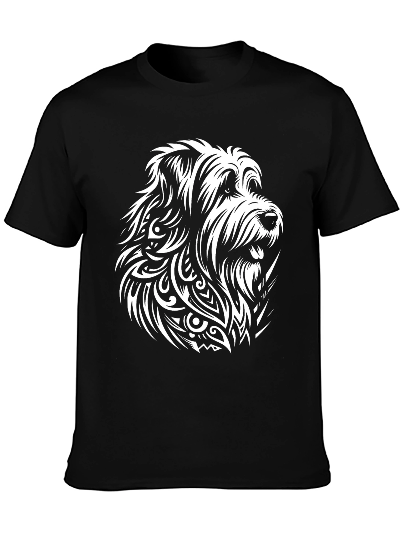Black Dog Tribal Art Black T-Shirt view 3