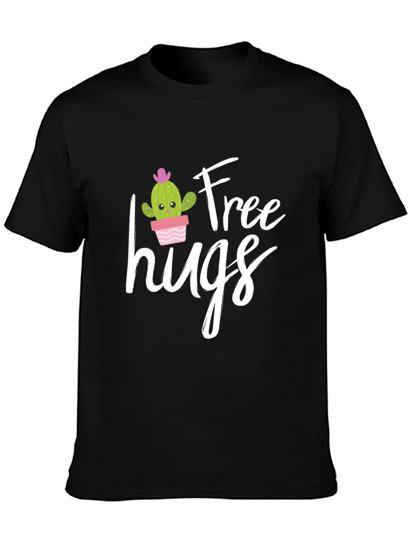 Black Free Hugs Graphic Tee - Cactus T-Shirt view 3