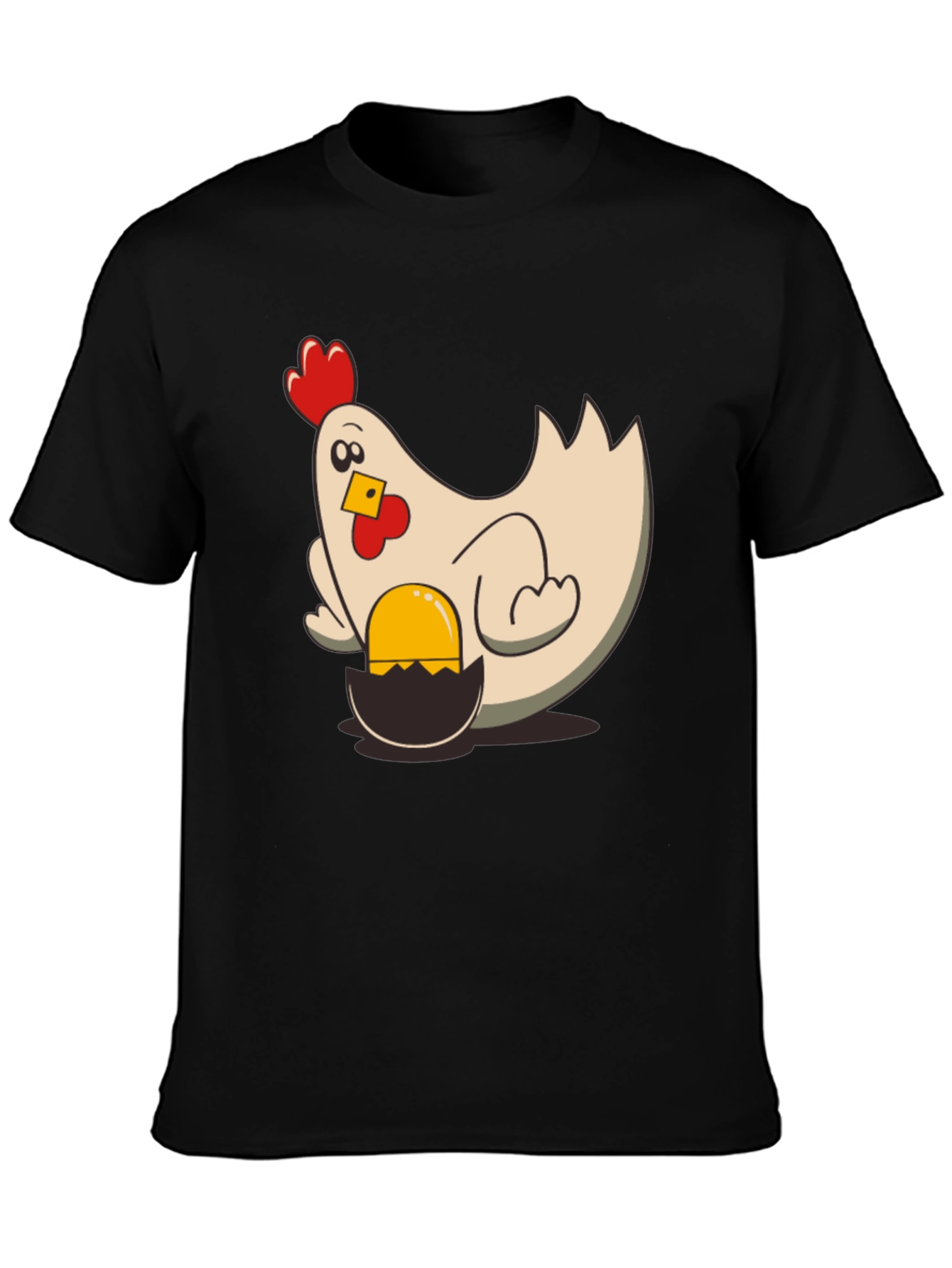 Black Funny Chicken and Egg T-Shirt - Novelty Graphic Tee view 3