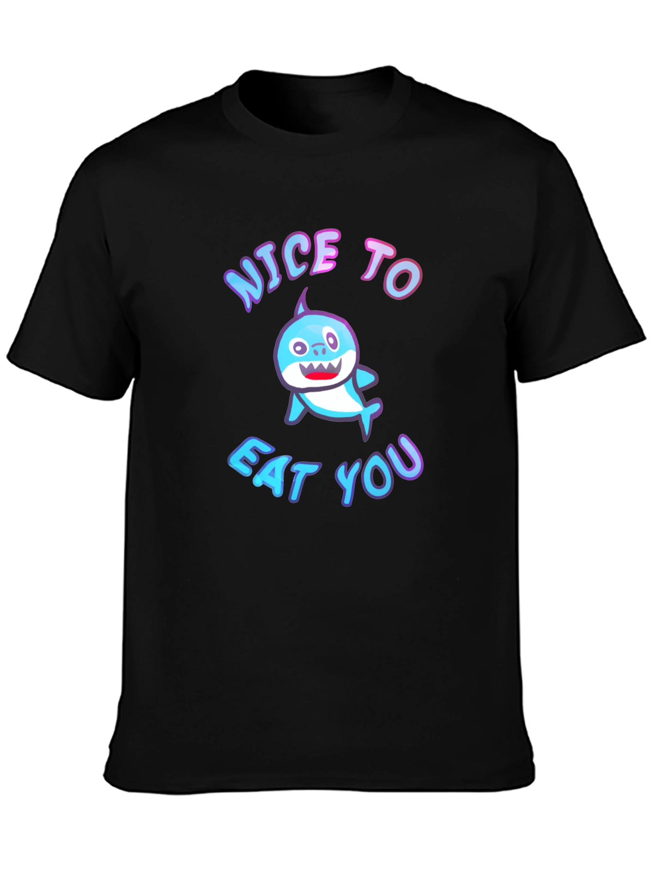 Black Nice to Eat You Baby Shark Black T-Shirt view 3