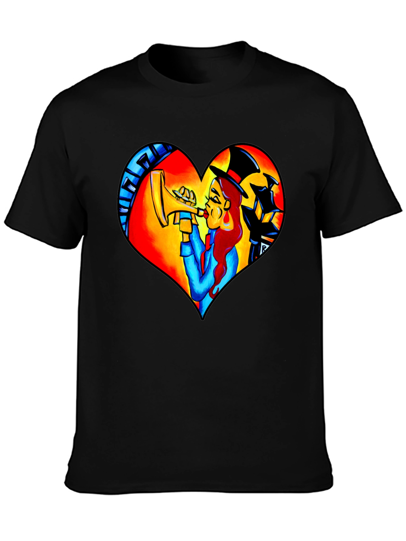 Black Jazz Heart T-Shirt - Musical Design view 3