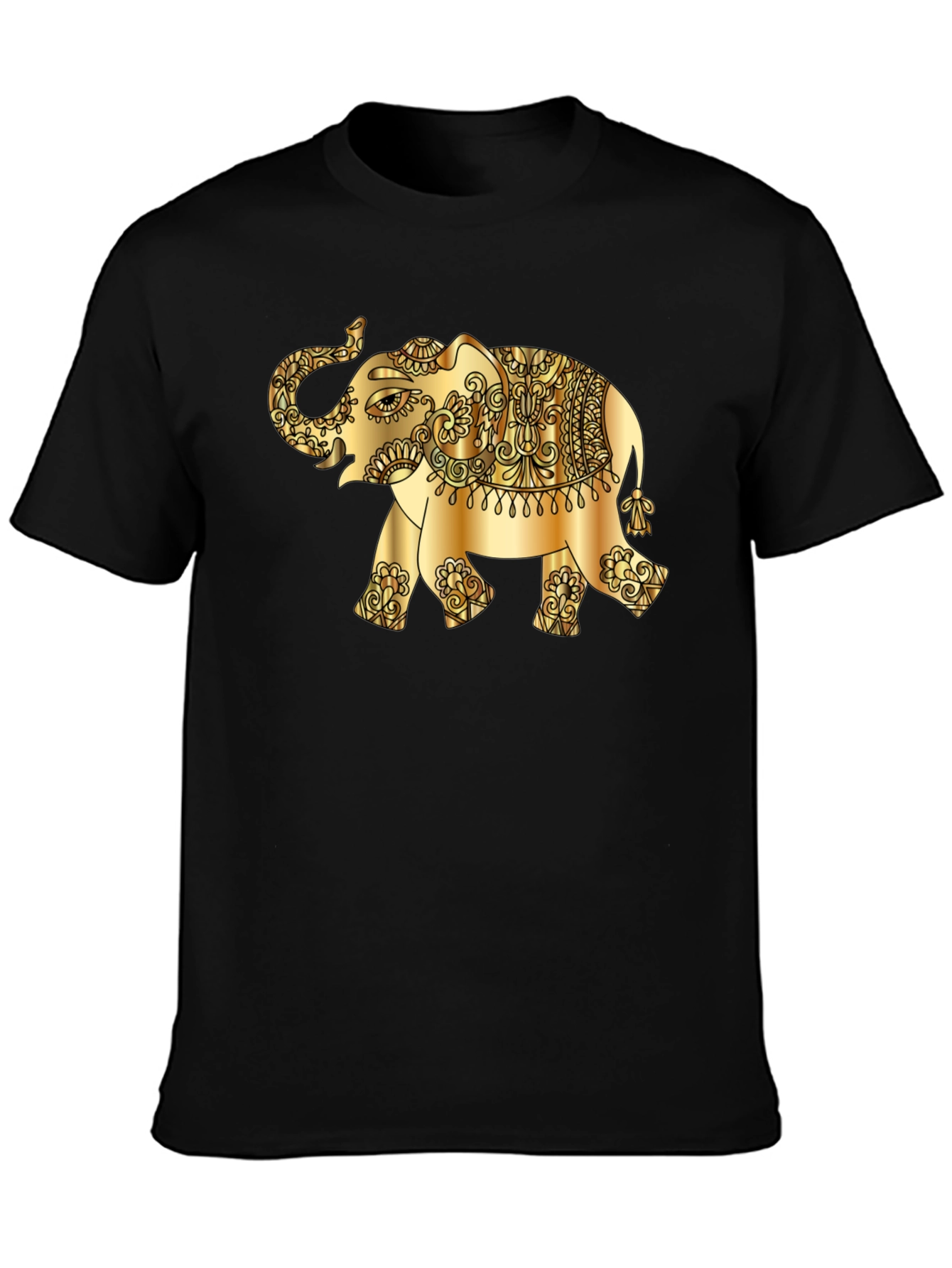 Black Golden Elephant Graphic Tee - Stylish Black T-Shirt view 3