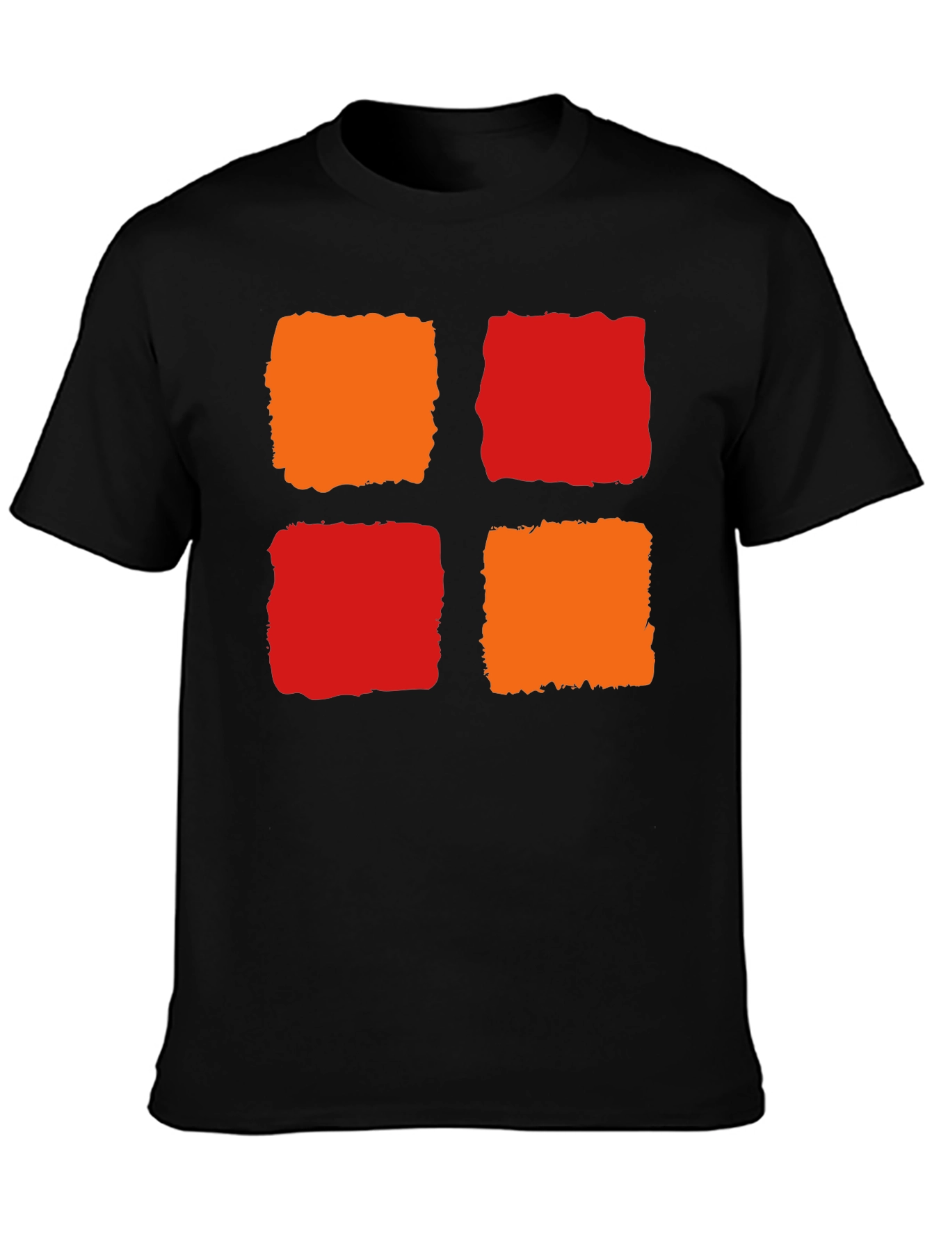 Black Abstract Block Print T-Shirt - Modern Graphic Tee view 3