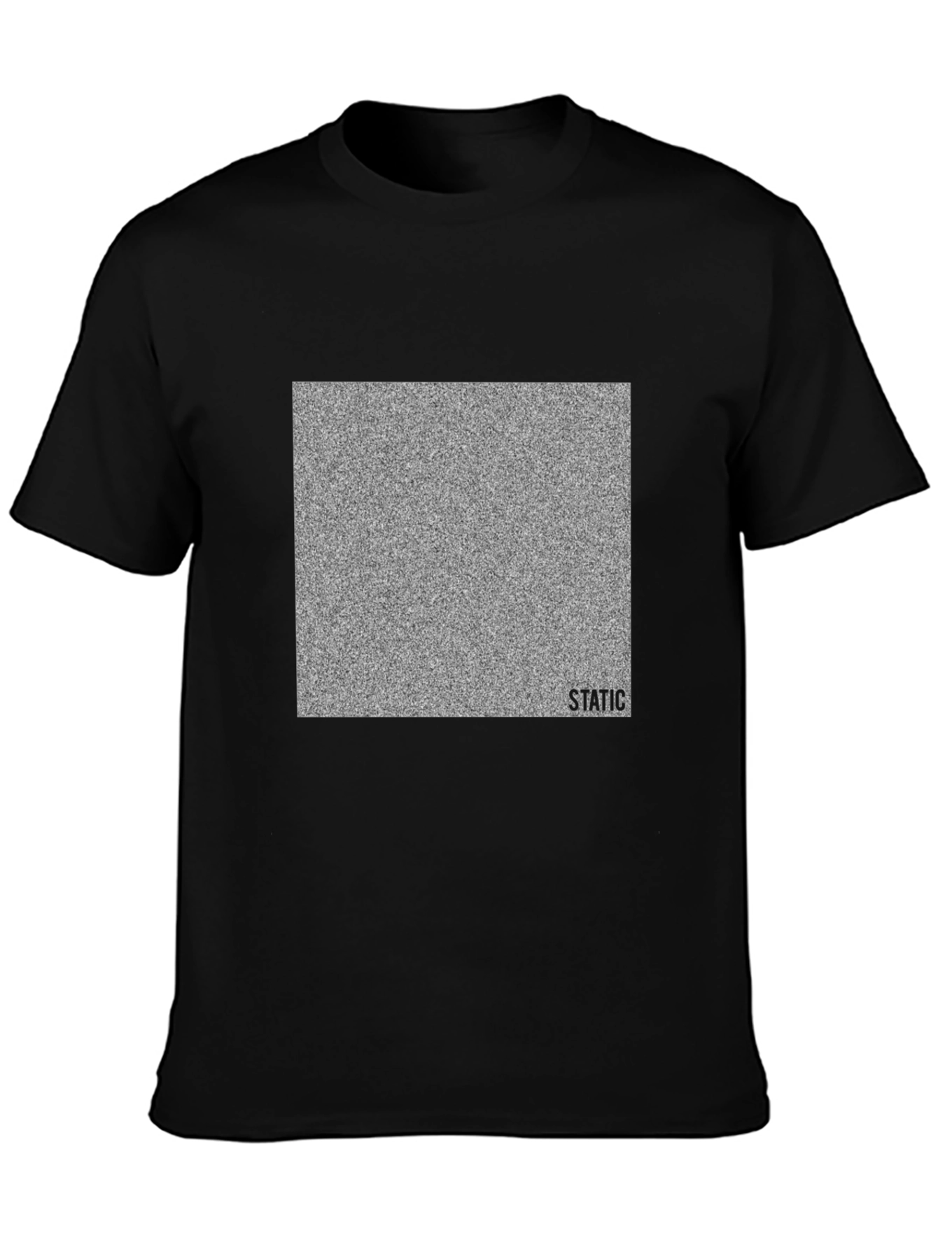 Black Static Noise Graphic Tee - Black Cotton Casual Wear view 3
