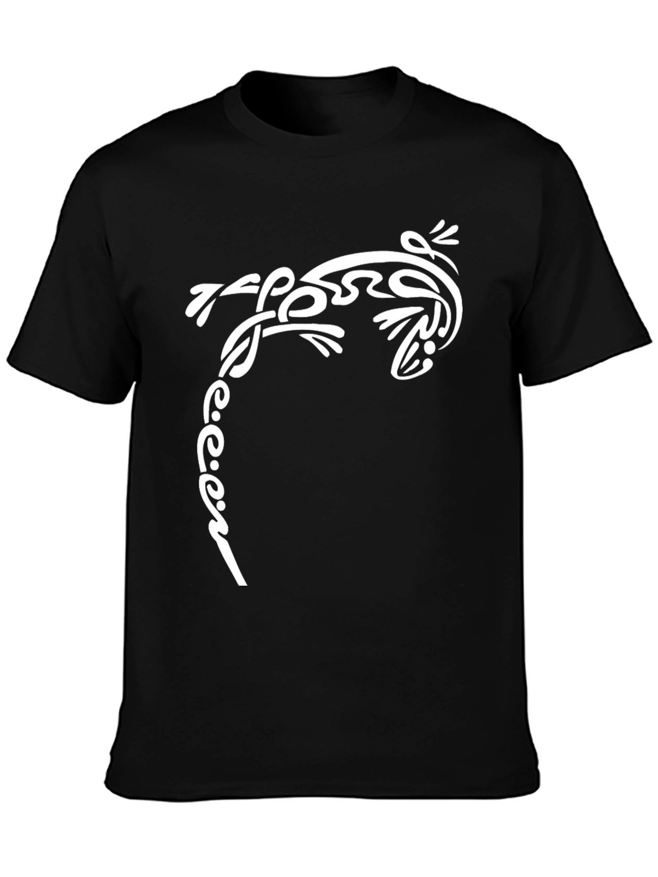 Black Tribal Lizard Graphic Tee - Black Cotton view 3