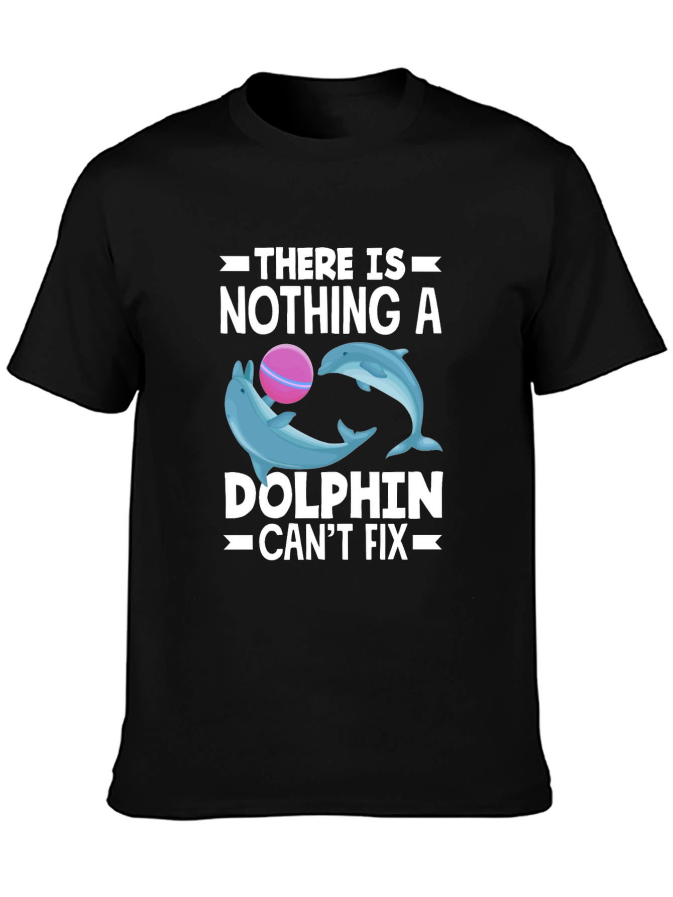 Black Dolphin Fix T-Shirt - Black Cotton Graphic Tee view 3