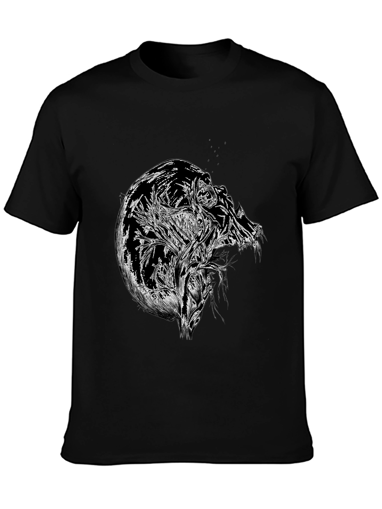 Black Abstract Skull Graphic Black T-Shirt view 3