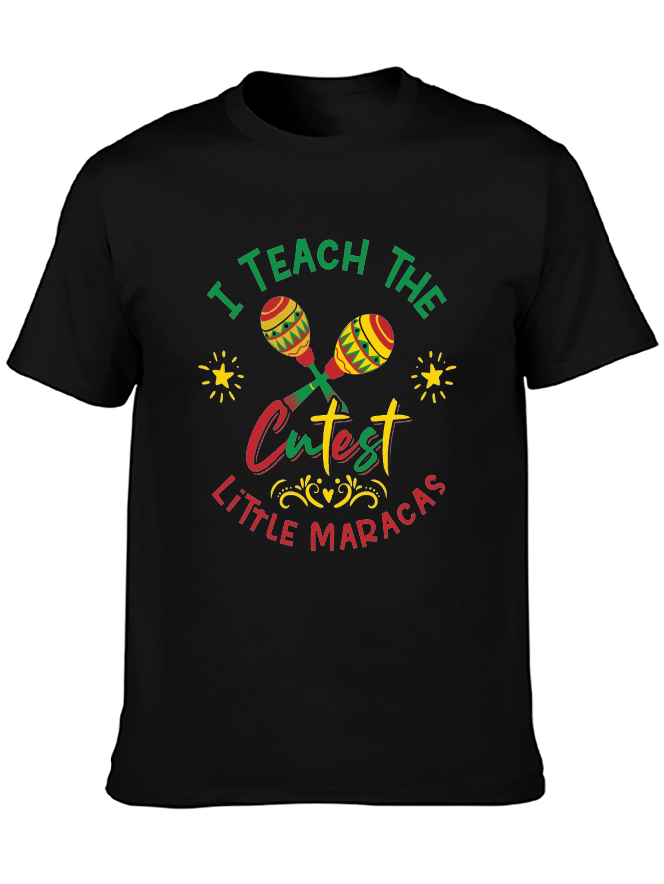 Black Cute Maracas Teacher T-Shirt view 3