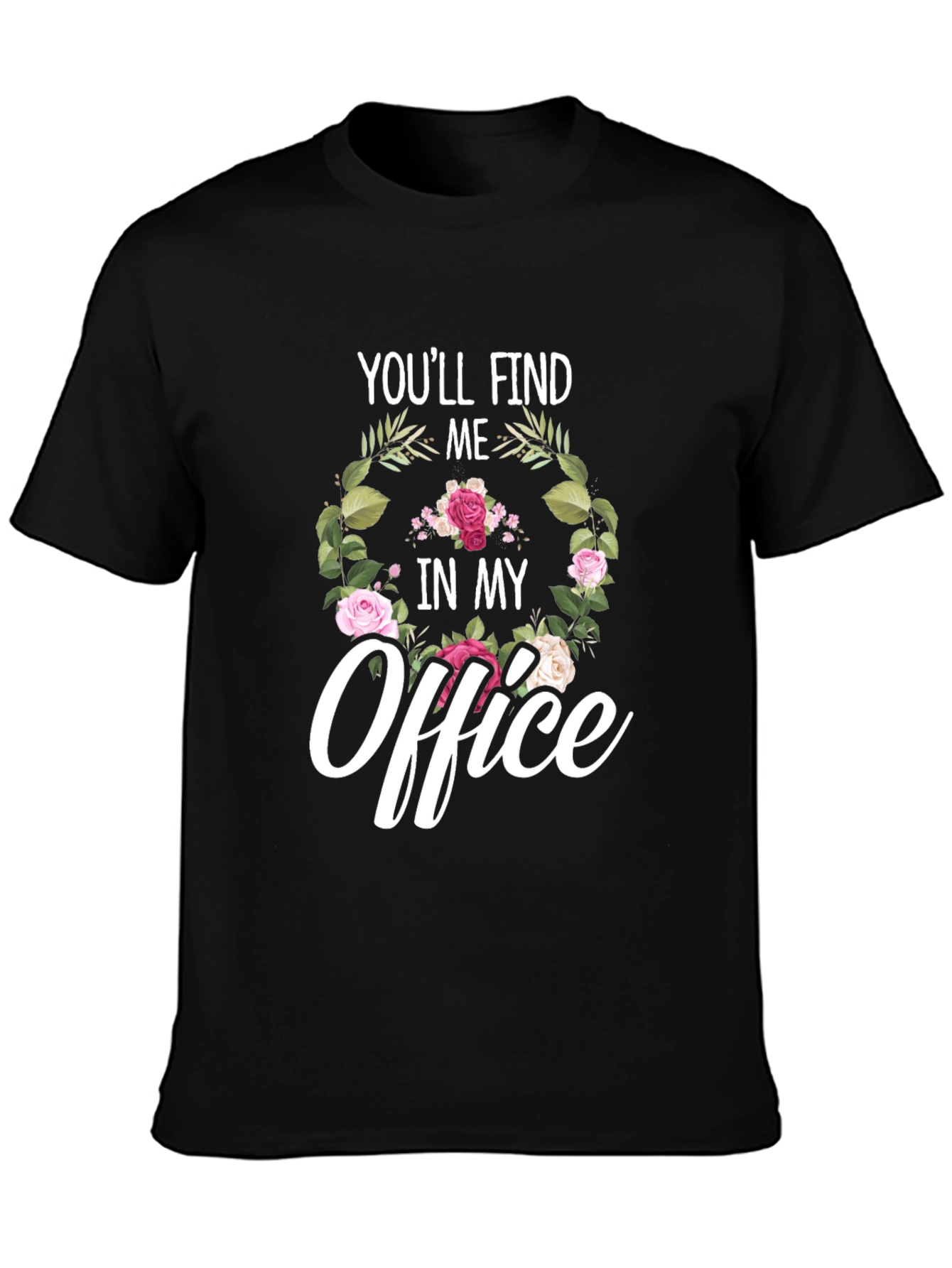 Black Floral Office T-Shirt view 3