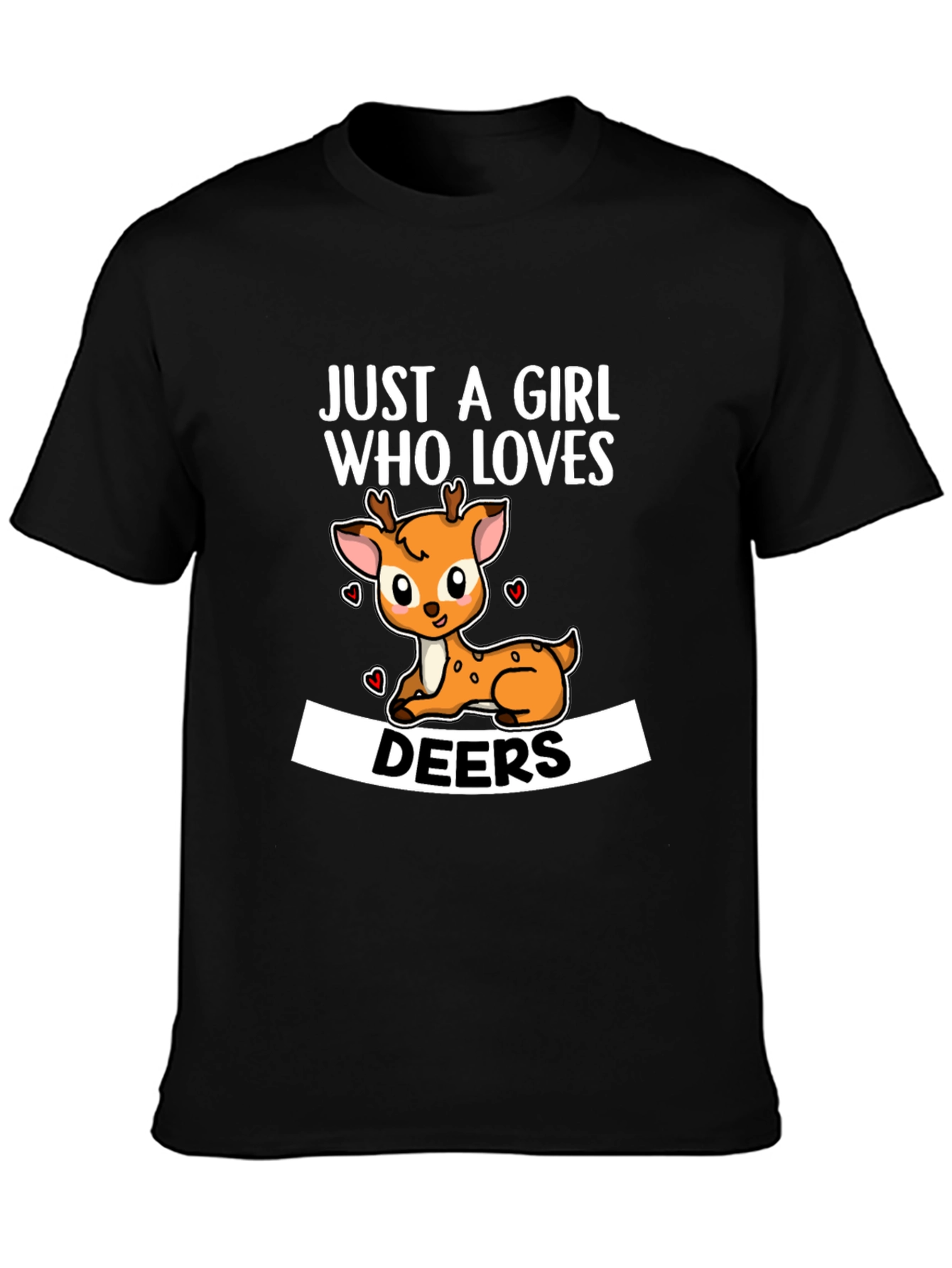 Black Just a Girl Who Loves Deers T-Shirt view 3