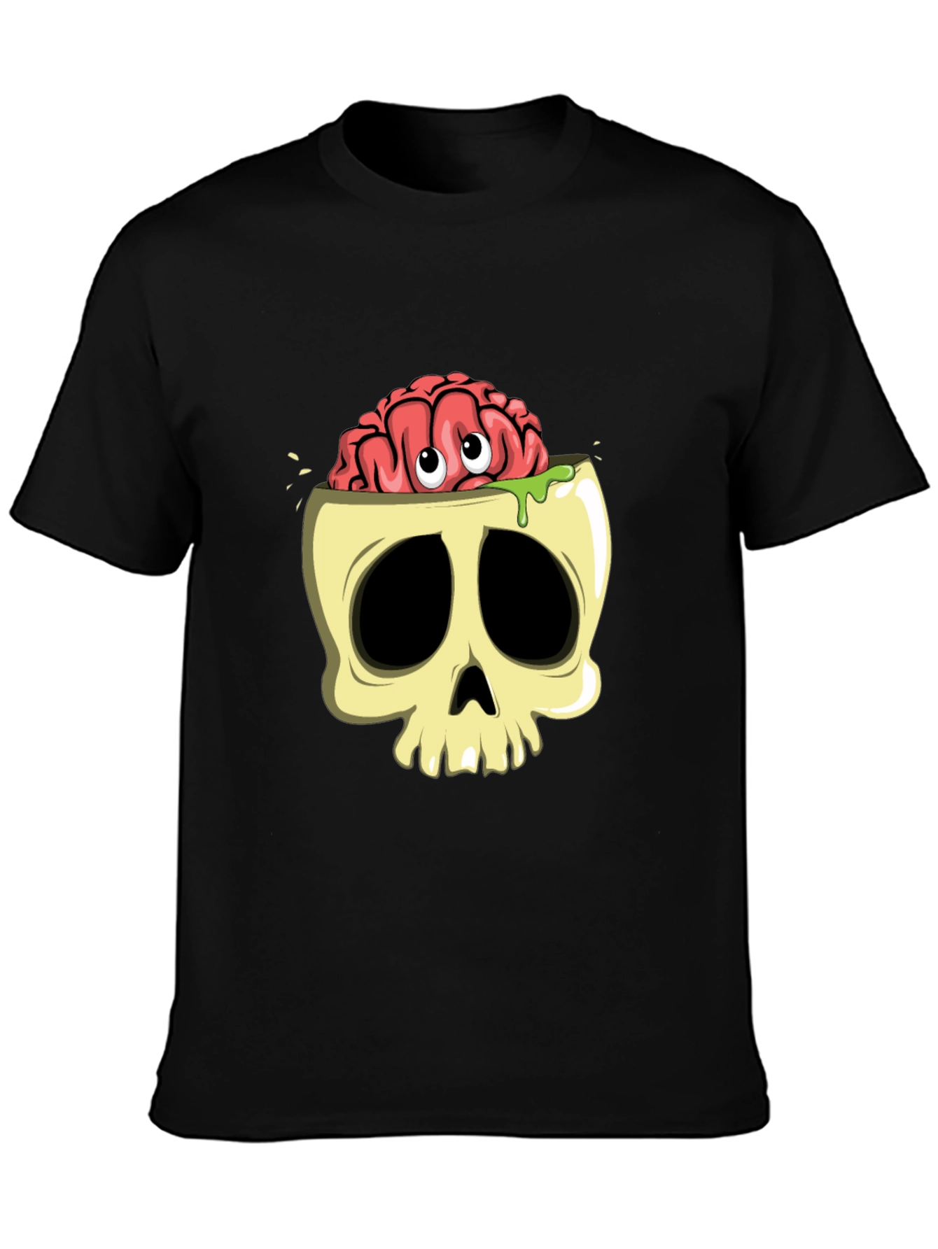 Black Brain Skull Graphic T-Shirt view 3