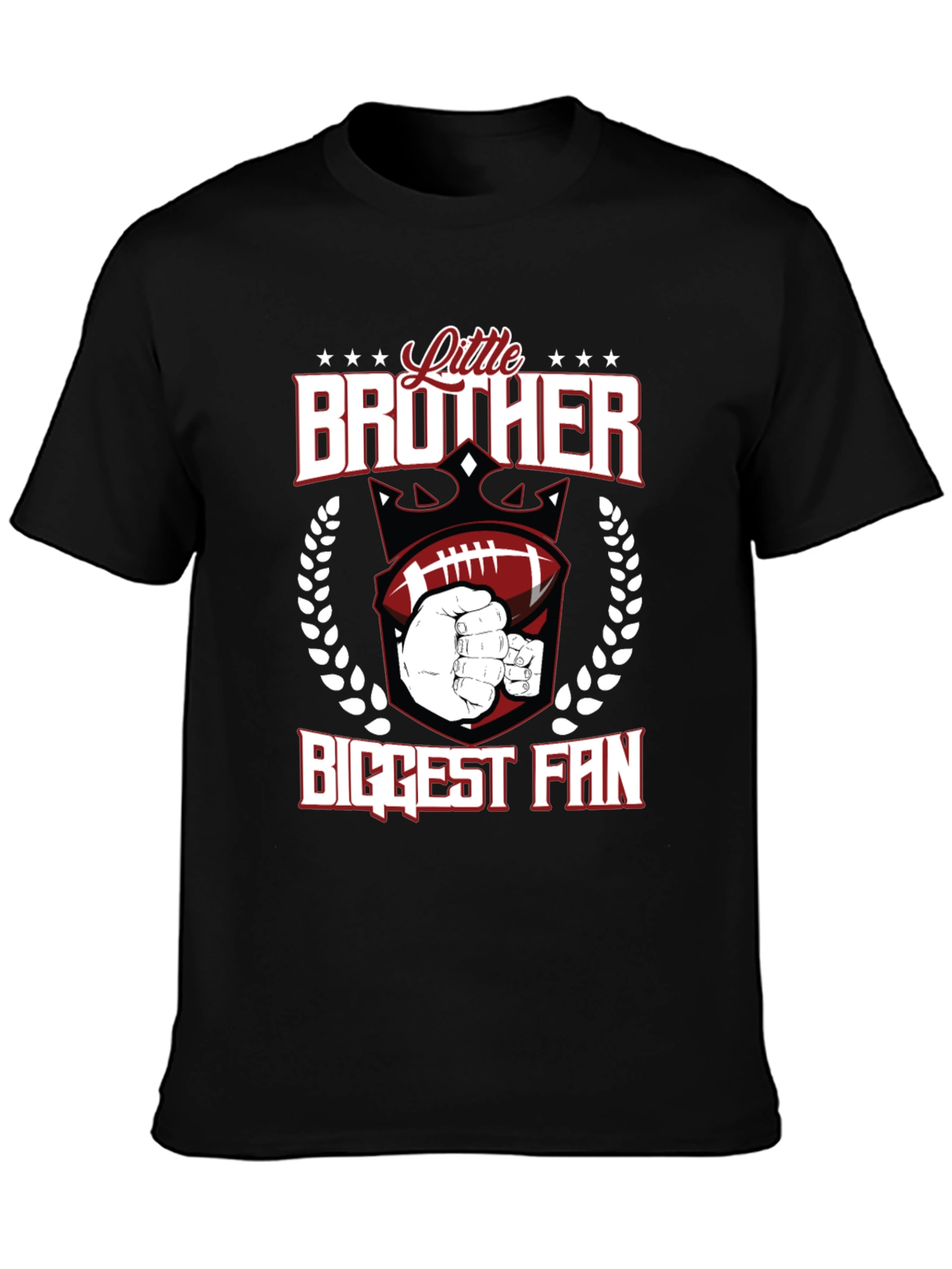 Black Little Brother Biggest Fan T-Shirt view 3